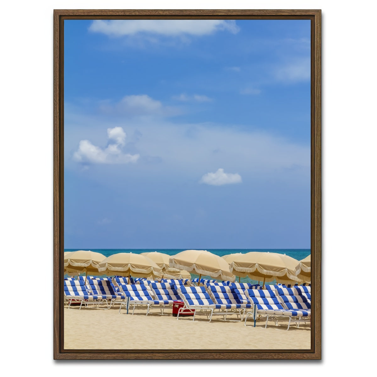 AUTO-MOCKUP WHITE | Relaxing beach scene | 1 Piece | Walnut Framed Canvas | group=3x4