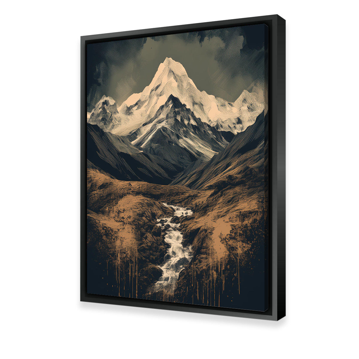 Retro Mountain Painting Wall Art