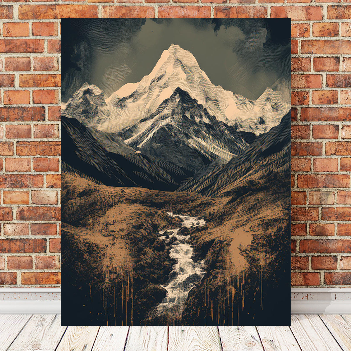 Retro Mountain Painting Wall Art