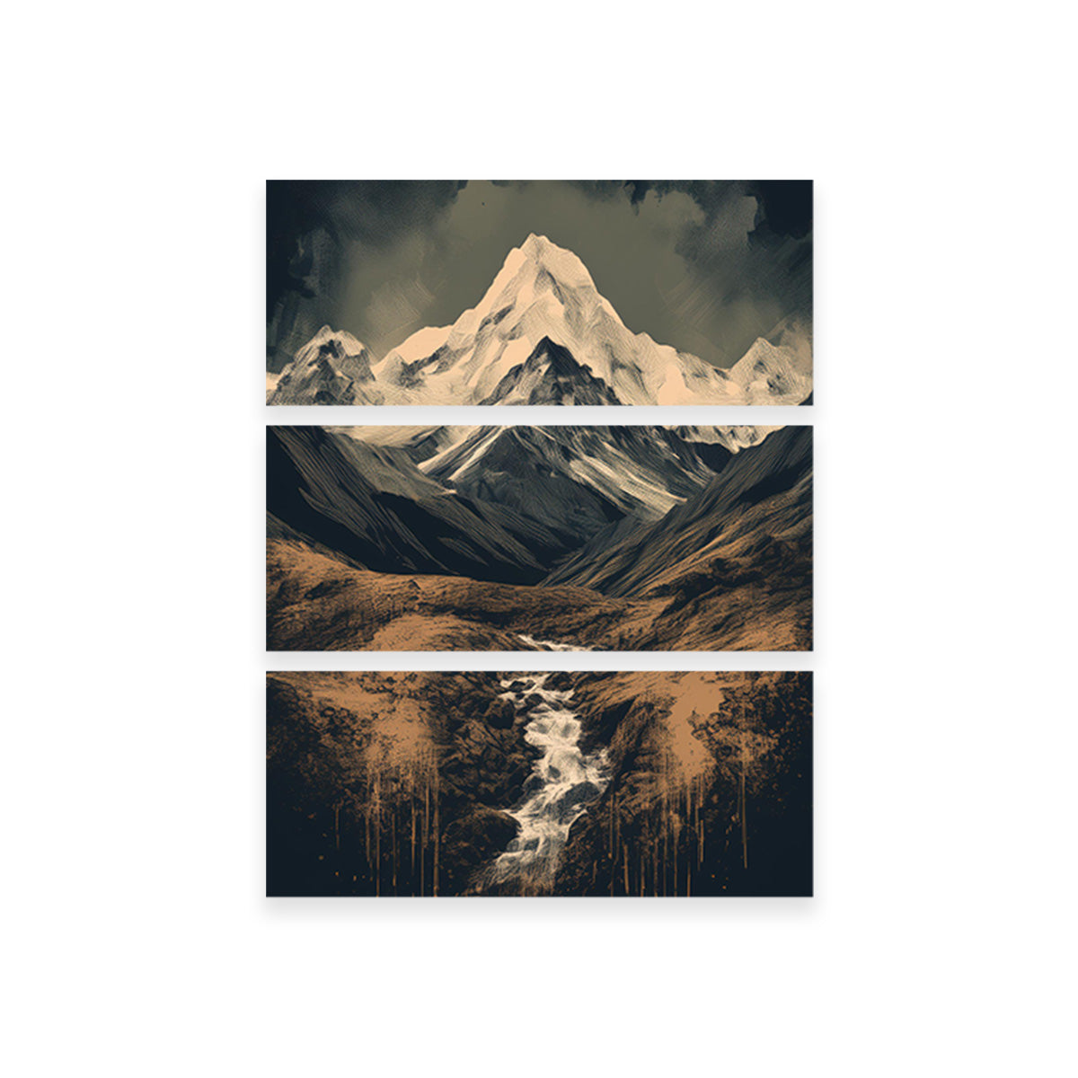 Retro Mountain Painting Wall Art