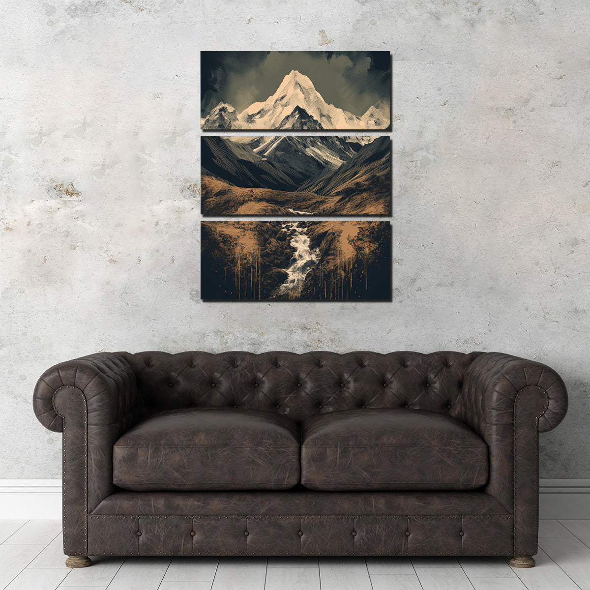 Retro Mountain Painting Wall Art