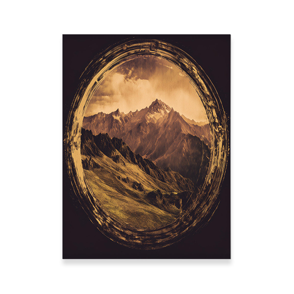 Retro Mountain View Oil Paint Wall Art