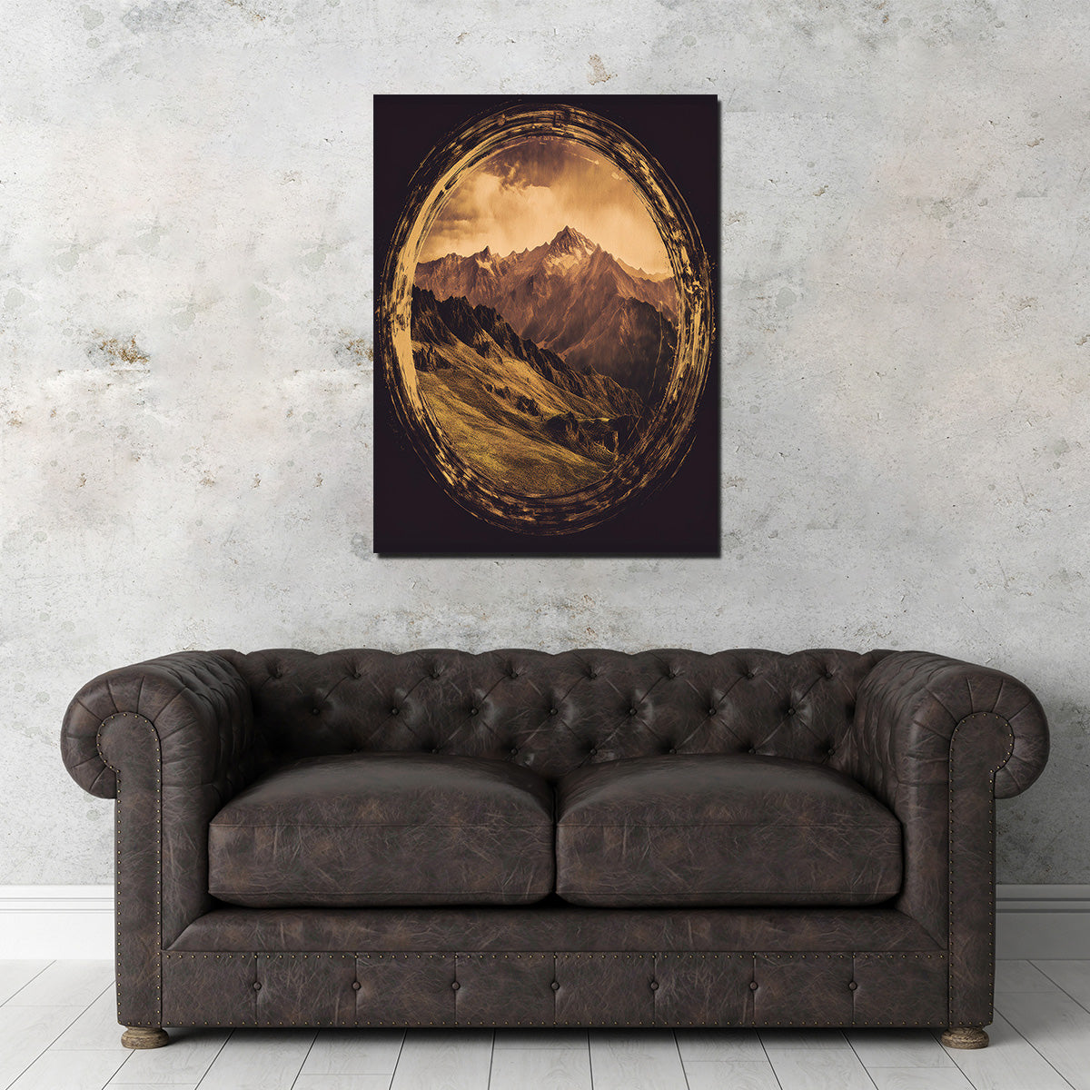 Retro Mountain View Oil Paint Wall Art