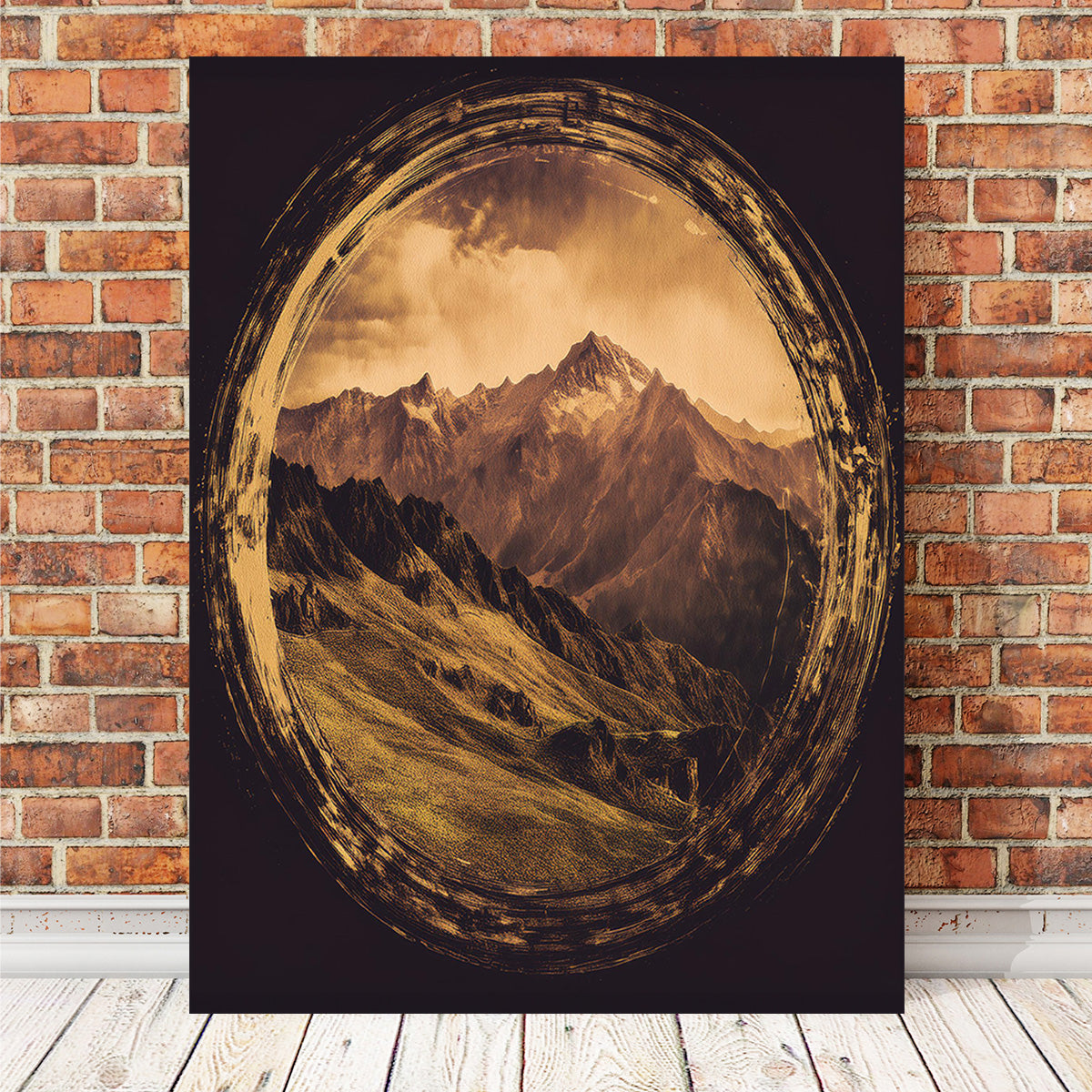 Retro Mountain View Oil Paint Wall Art