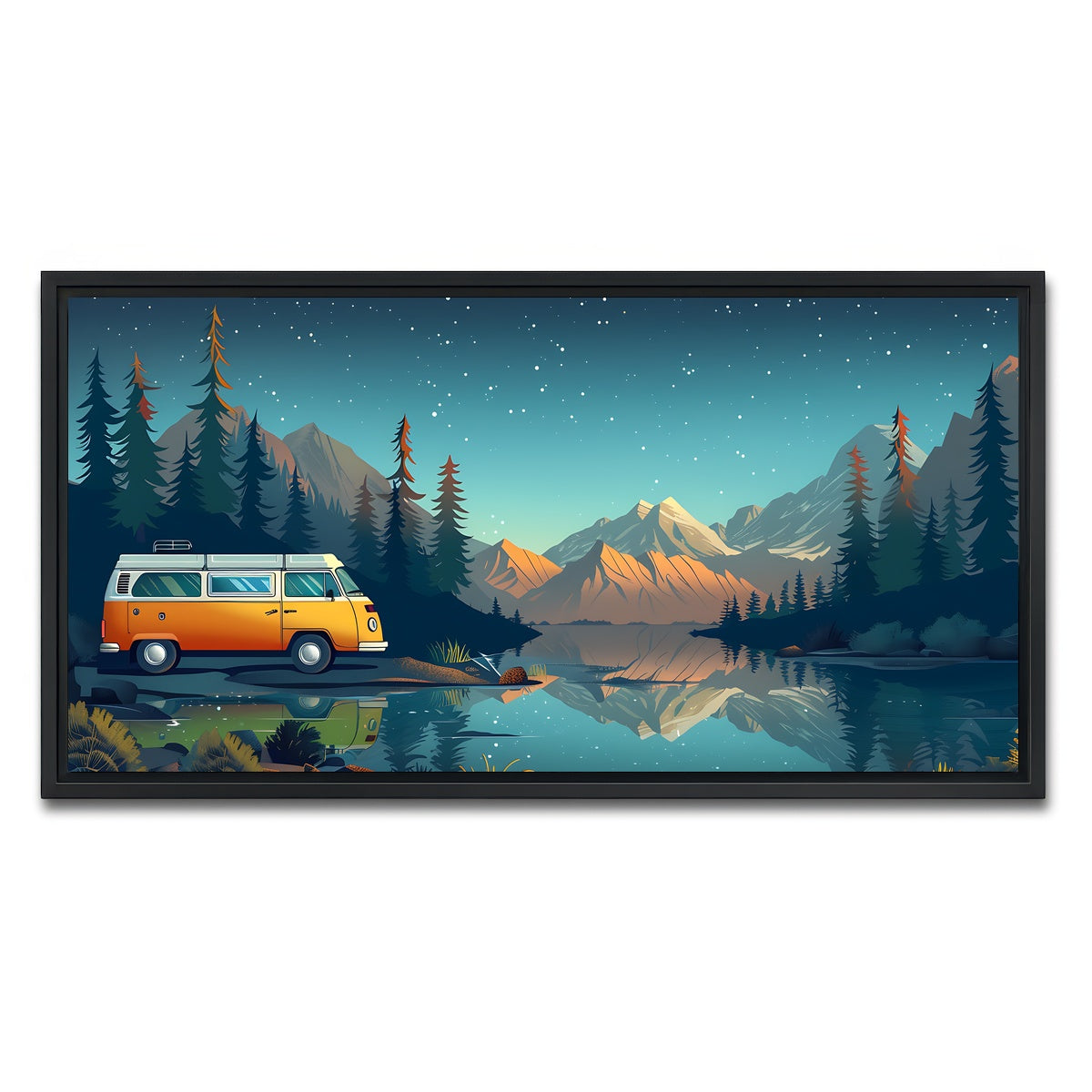 AUTO-MOCKUP WHITE | Retro Camper Bus | 1 Piece | Black Framed Canvas | group=2x1