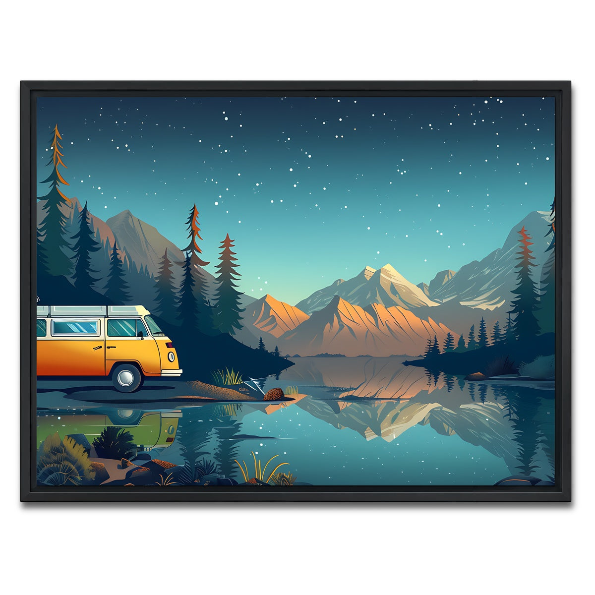 AUTO-MOCKUP WHITE | Retro Camper Bus | 1 Piece | Black Framed Canvas | group=4x3