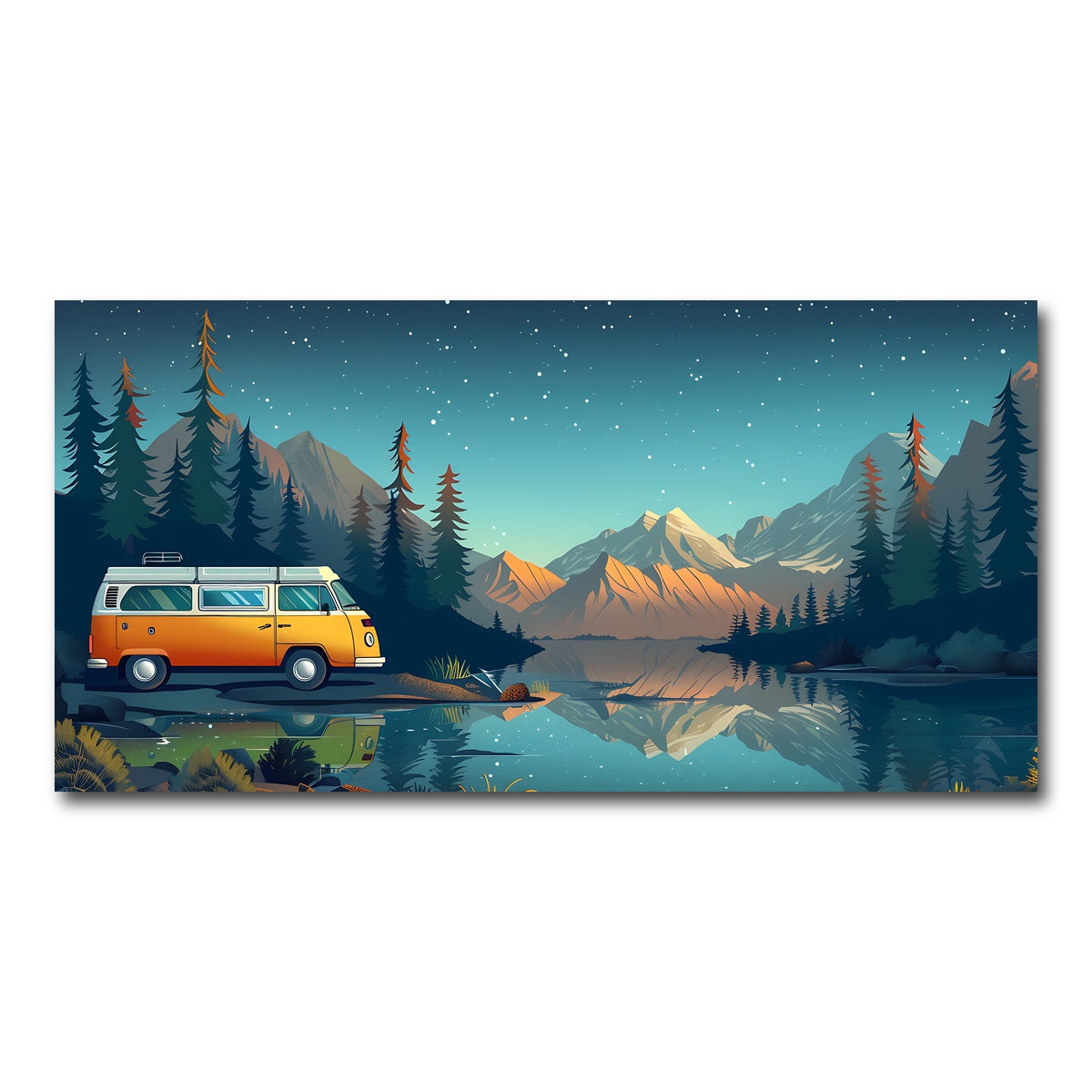 AUTO-MOCKUP WHITE | Retro Camper Bus | 1 Piece | Gallery Wrap Canvas | group=2x1