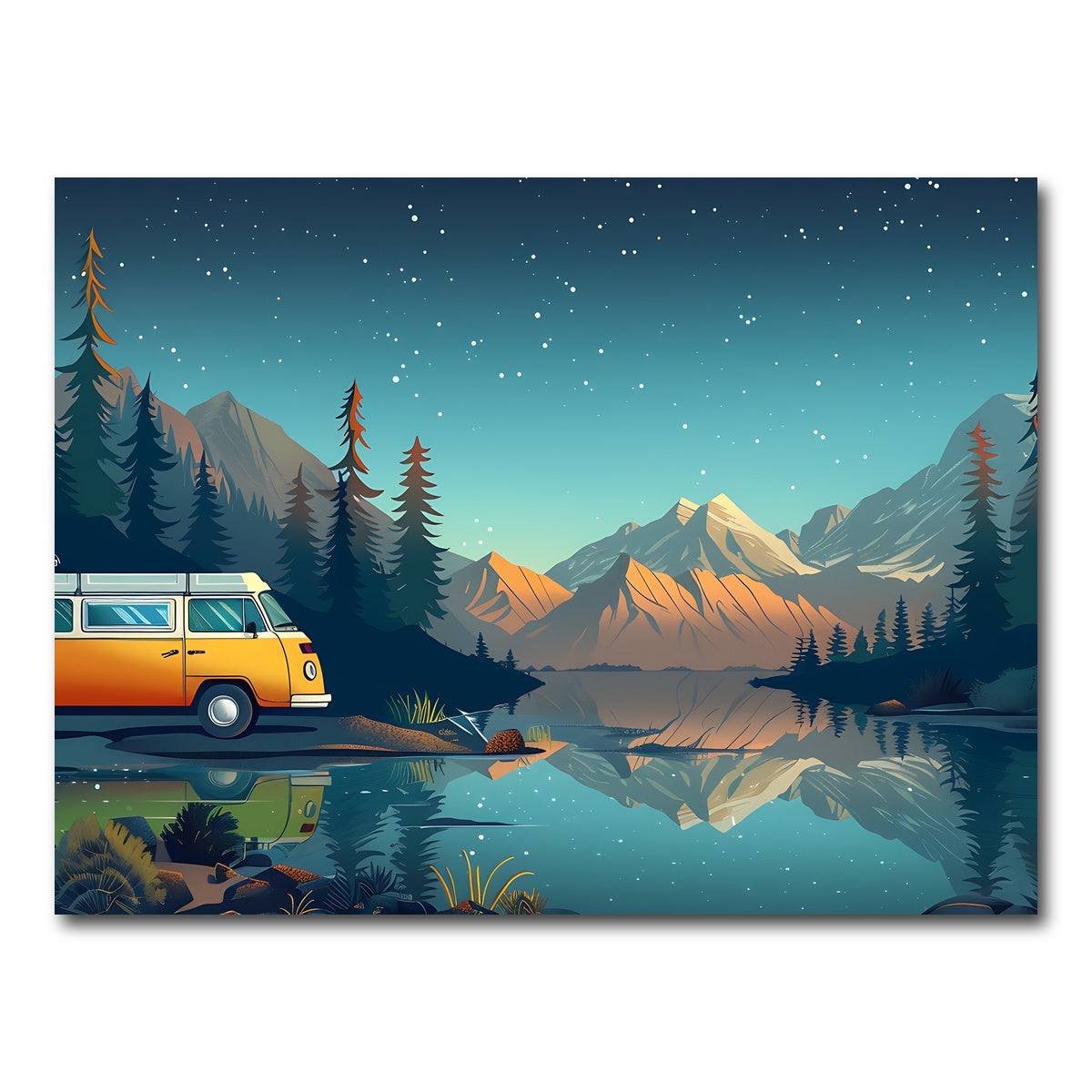 AUTO-MOCKUP WHITE | Retro Camper Bus | 1 Piece | Gallery Wrap Canvas | group=4x3