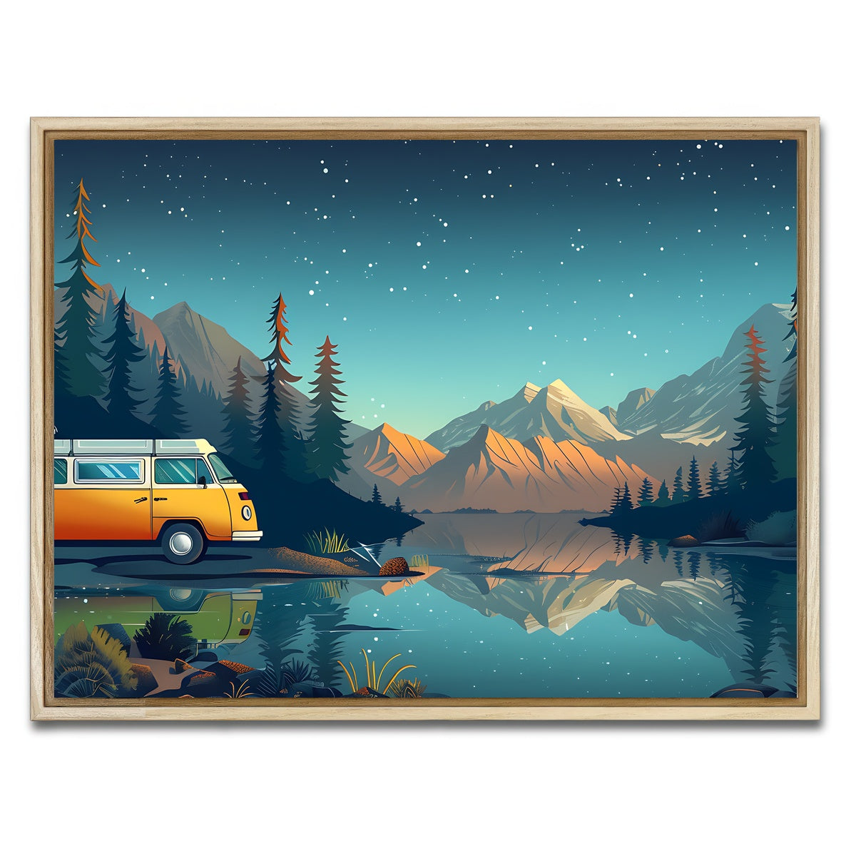AUTO-MOCKUP WHITE | Retro Camper Bus | 1 Piece | Natural Framed Canvas | group=4x3
