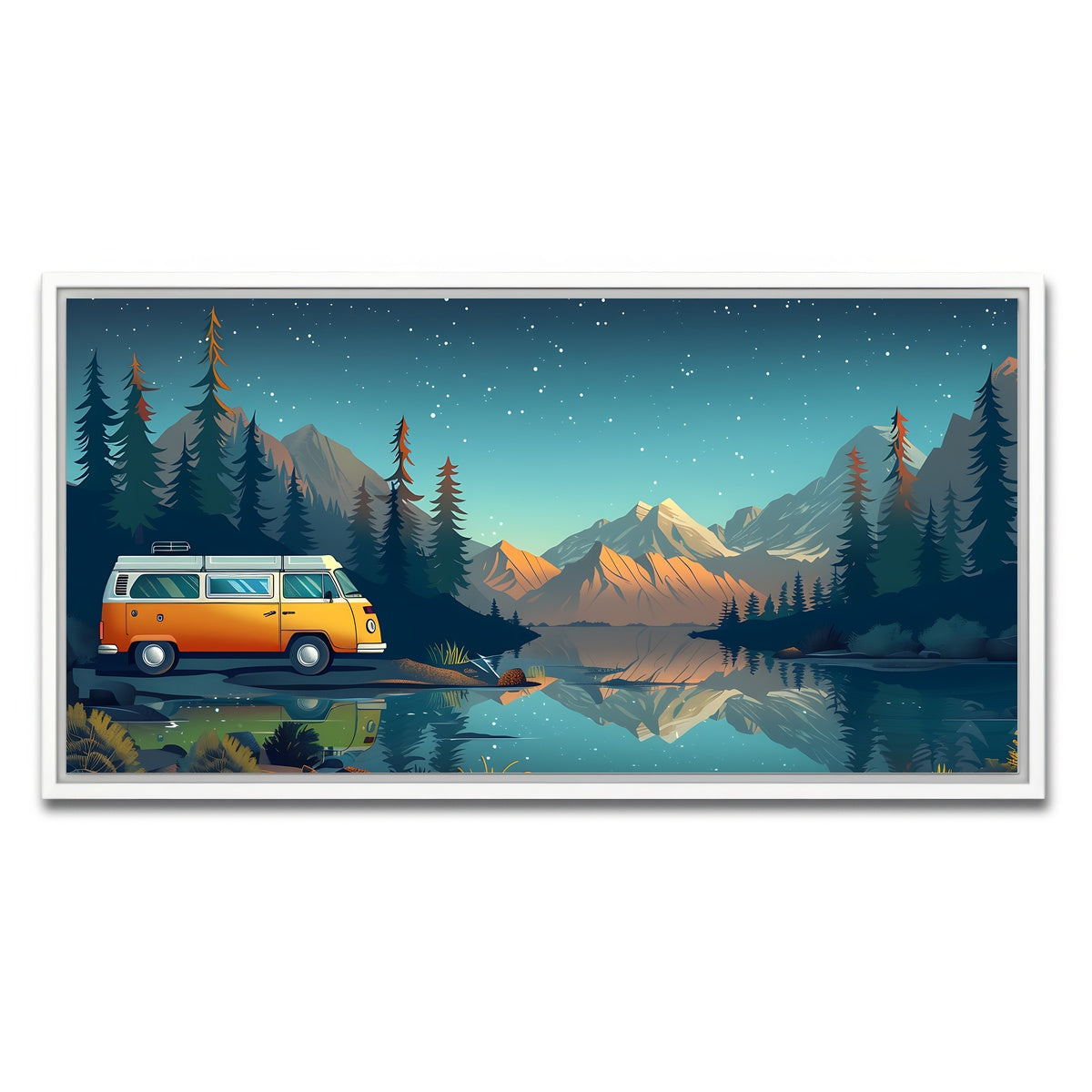 AUTO-MOCKUP WHITE | Retro Camper Bus | 1 Piece | White Framed Canvas | group=2x1