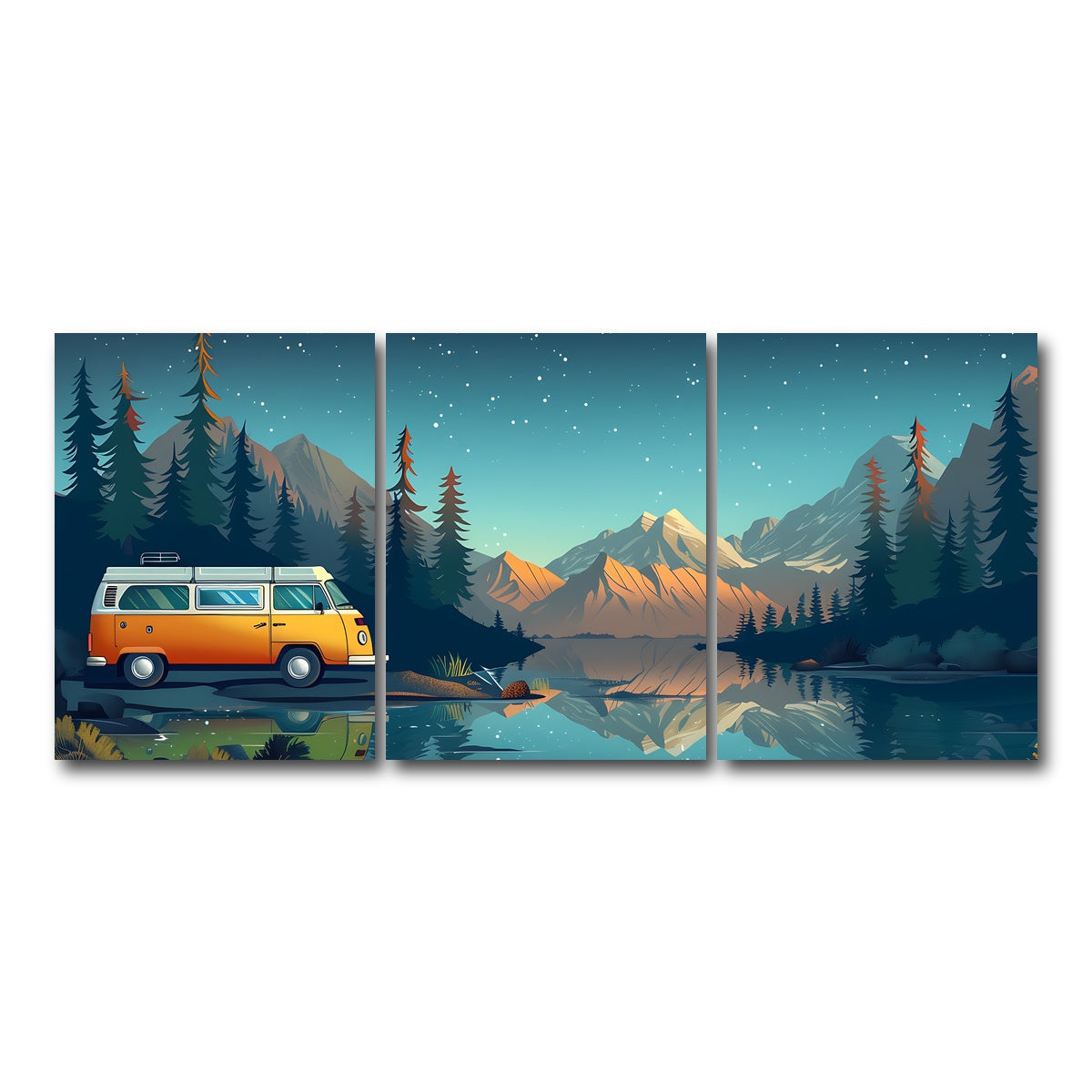 AUTO-MOCKUP WHITE | Retro Camper Bus | 3 Piece | Gallery Wrap Canvas | group=18x24