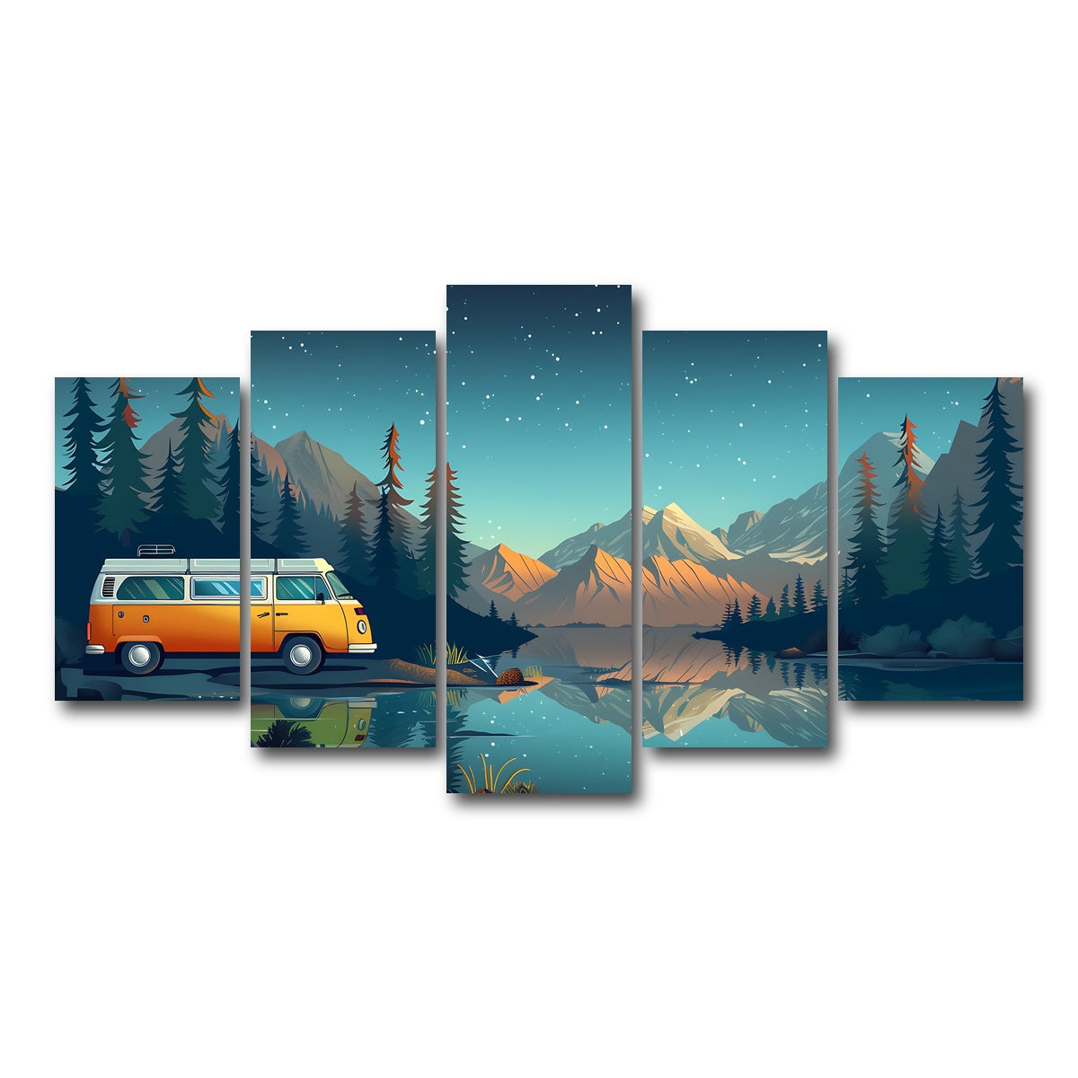AUTO-MOCKUP WHITE | Retro Camper Bus | 5 Piece | Gallery Wrap Canvas | group=5_normal