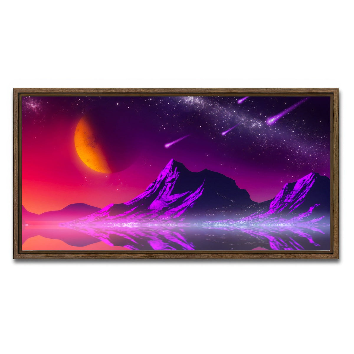 AUTO-MOCKUP WHITE | Retro Comets | 1 Piece | Walnut Framed Canvas | group=2x1