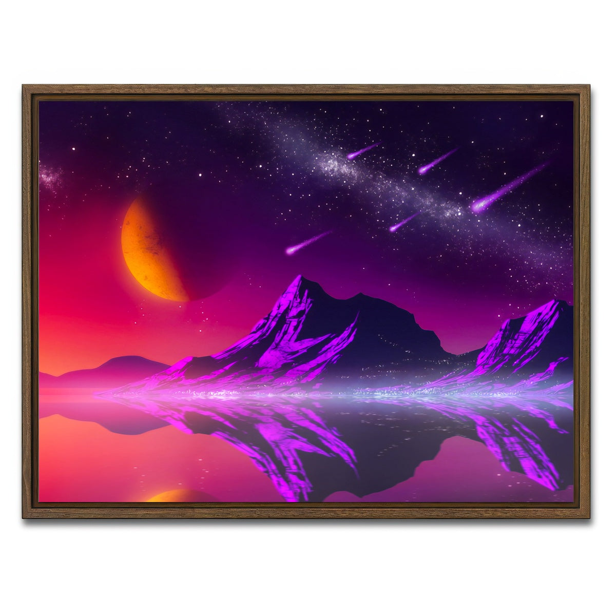 AUTO-MOCKUP WHITE | Retro Comets | 1 Piece | Walnut Framed Canvas | group=4x3