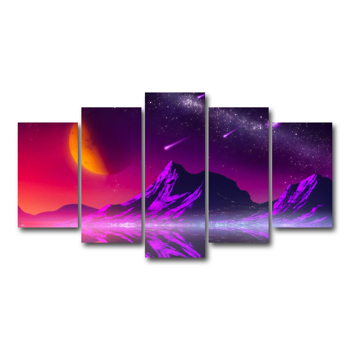 AUTO-MOCKUP WHITE | Retro Comets | 5 Piece | Gallery Wrap Canvas | group=5_normal