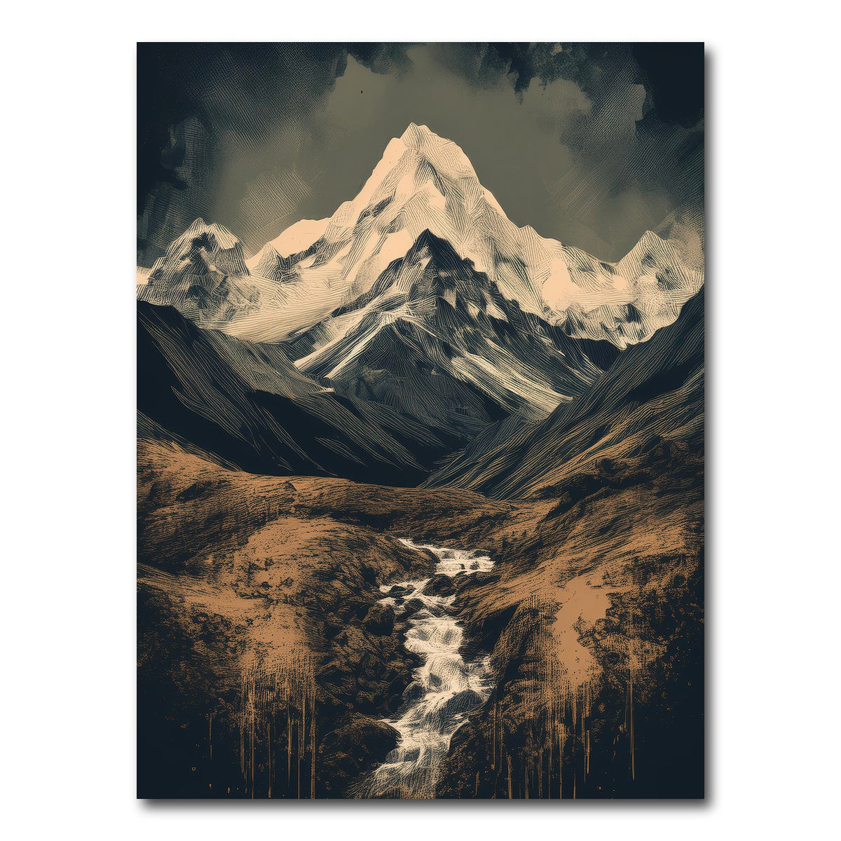 AUTO-MOCKUP WHITE | Retro Mountain Painting | 1 Piece | Gallery Wrap Canvas | group=3x4