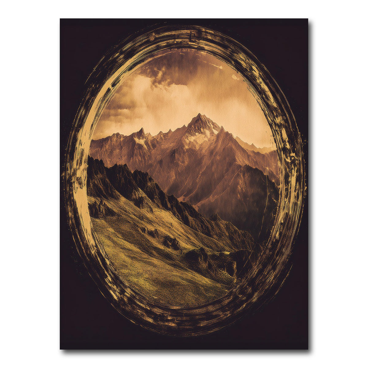 AUTO-MOCKUP WHITE | Retro Mountain View Oil Paint | 1 Piece | Gallery Wrap Canvas | group=3x4