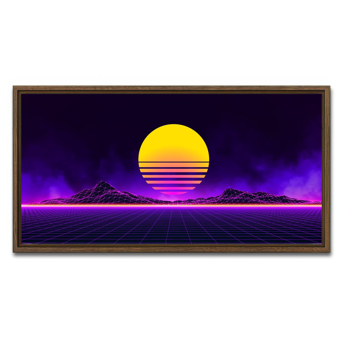 AUTO-MOCKUP WHITE | Retro landscape | 1 Piece | Walnut Framed Canvas | group=2x1