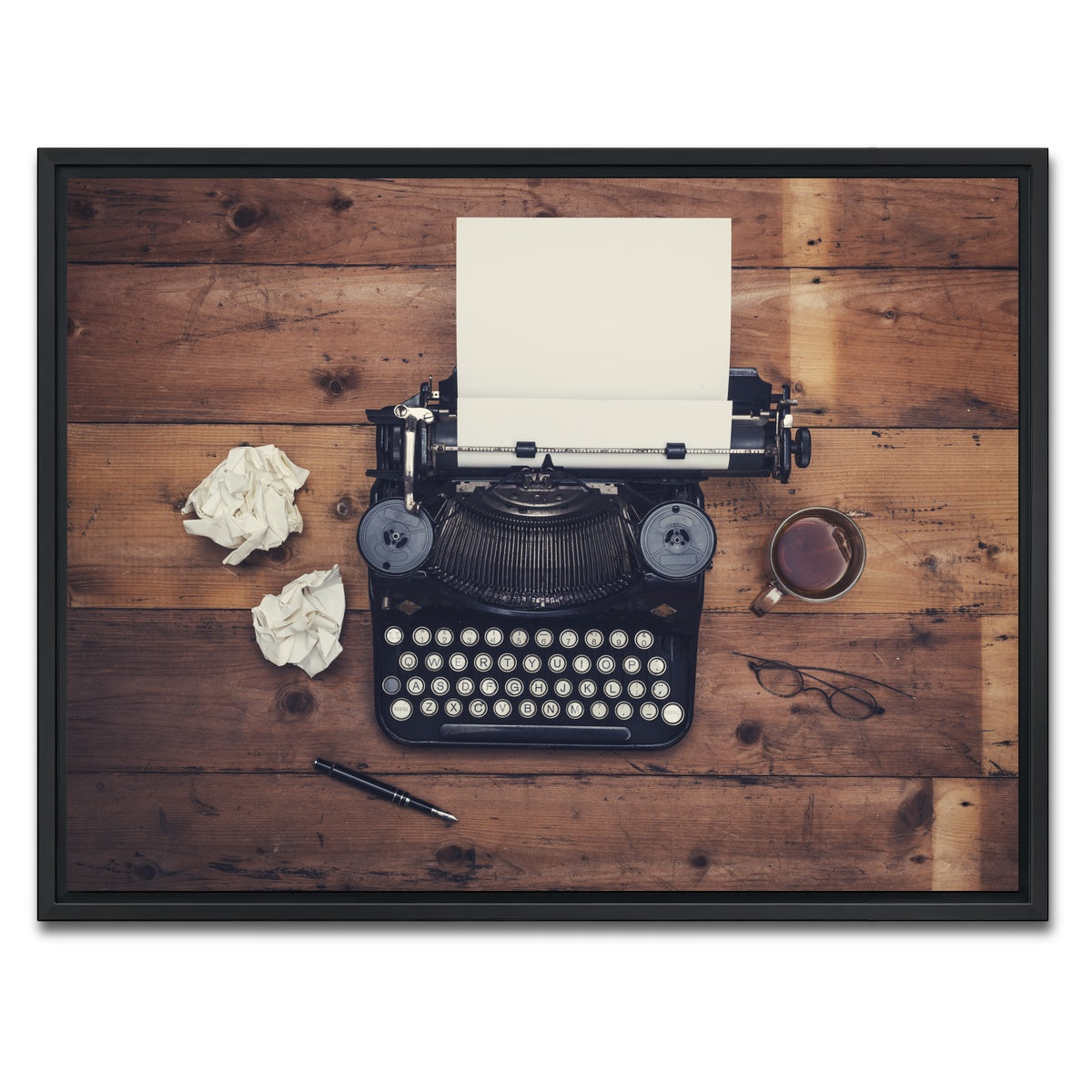 AUTO-MOCKUP WHITE | Retro typewriter | 1 Piece | Black Framed Canvas | group=4x3