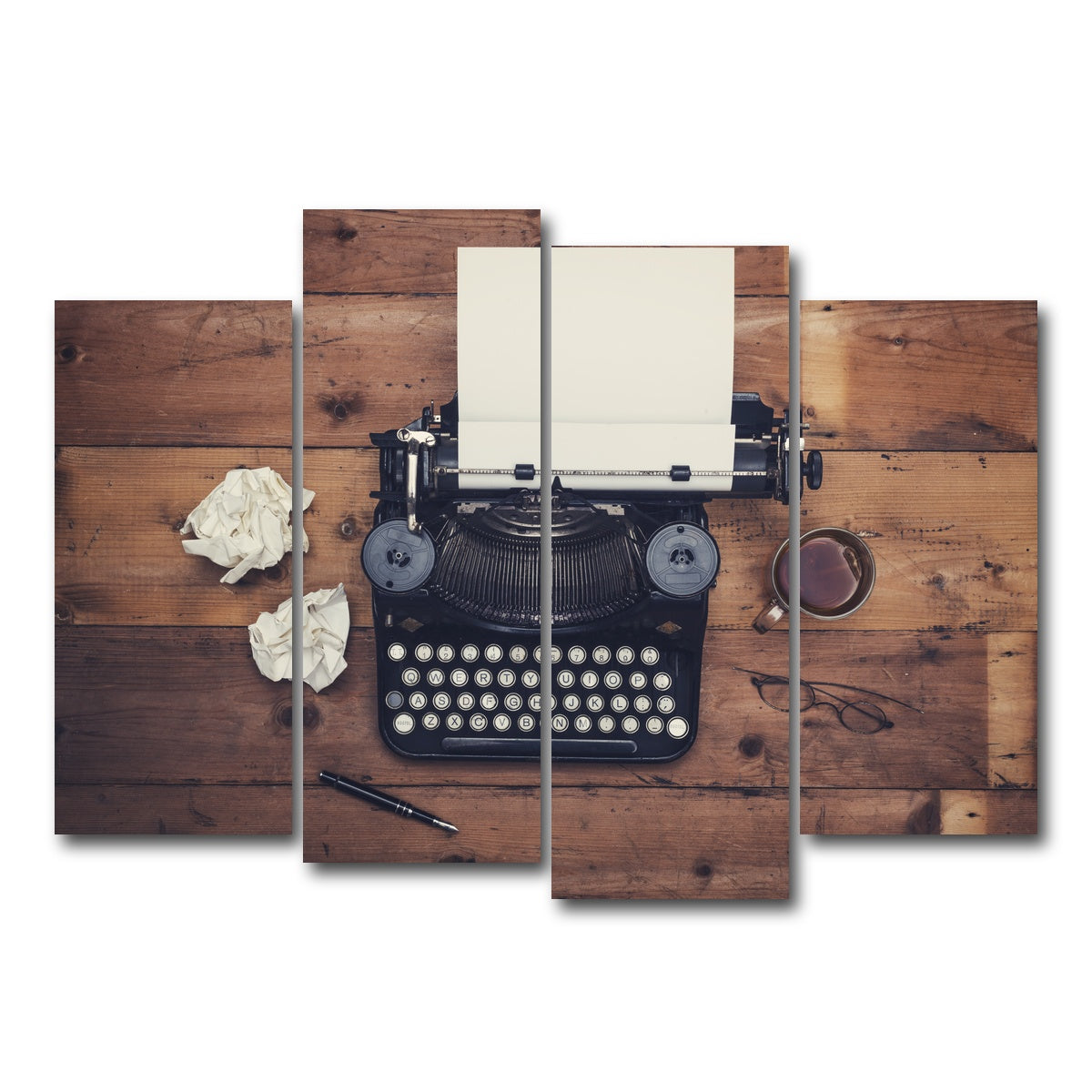 AUTO-MOCKUP WHITE | Retro typewriter | 4 Piece | Gallery Wrap Canvas | group=4_normal