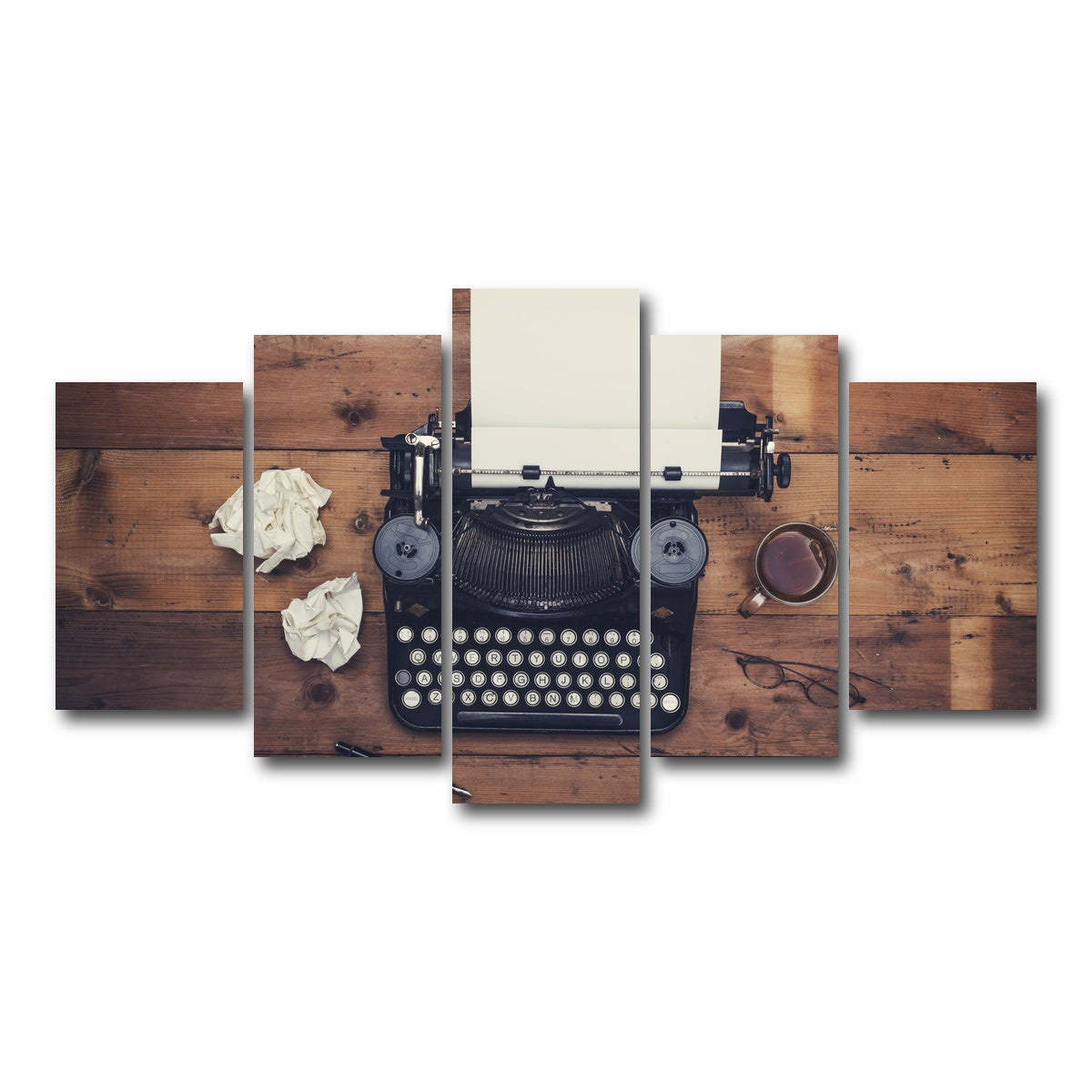 AUTO-MOCKUP WHITE | Retro typewriter | 5 Piece | Gallery Wrap Canvas | group=5_normal