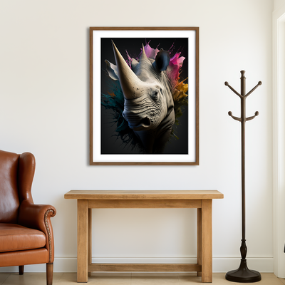 AUTO-MOCKUP ROOM | Rhinoceros Portrait Wall Art