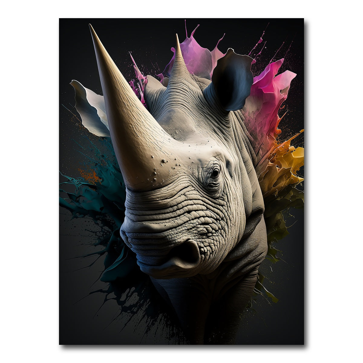 AUTO-MOCKUP WHITE | Rhinoceros Portrait | 1 Piece | Gallery Wrap Canvas | group=3x4