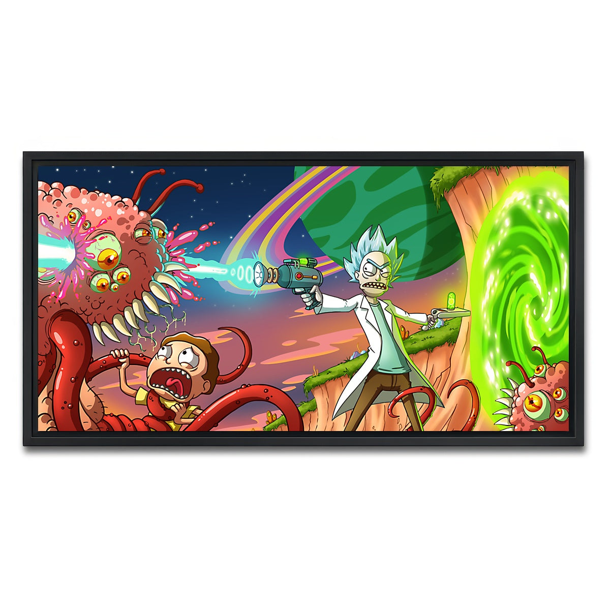 AUTO-MOCKUP WHITE | Rick & Morty | 1 Piece | Black Framed Canvas | group=2x1
