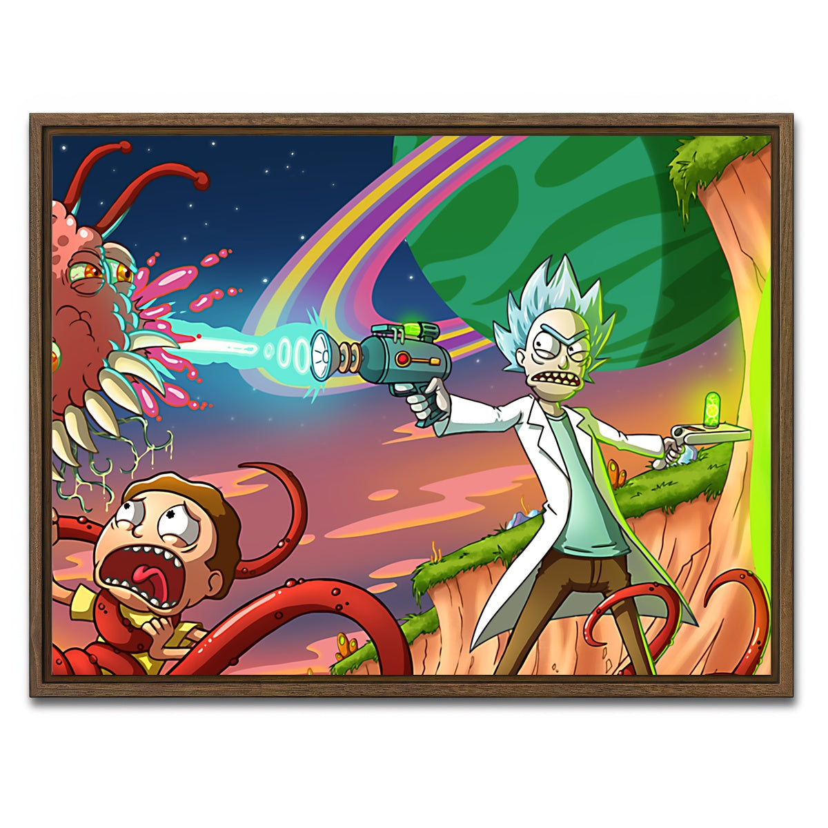 AUTO-MOCKUP WHITE | Rick & Morty | 1 Piece | Walnut Framed Canvas | group=4x3