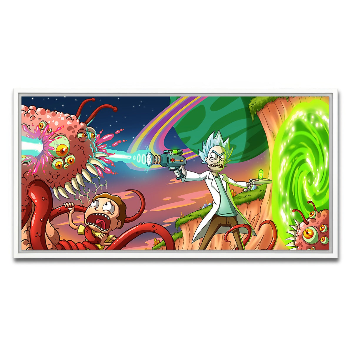 AUTO-MOCKUP WHITE | Rick & Morty | 1 Piece | White Framed Canvas | group=2x1