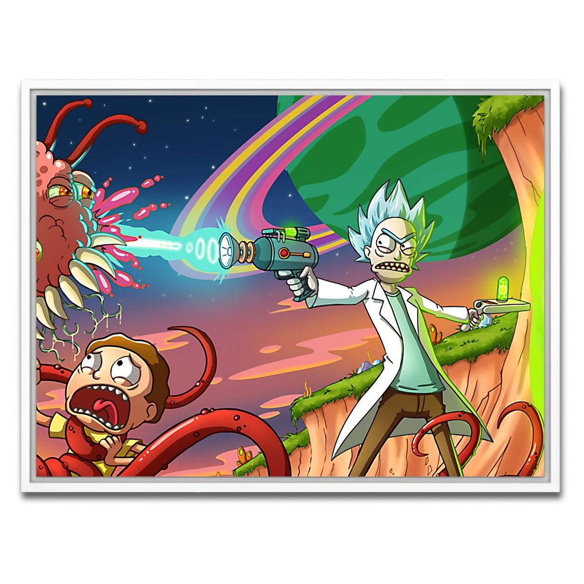 AUTO-MOCKUP WHITE | Rick & Morty | 1 Piece | White Framed Canvas | group=4x3