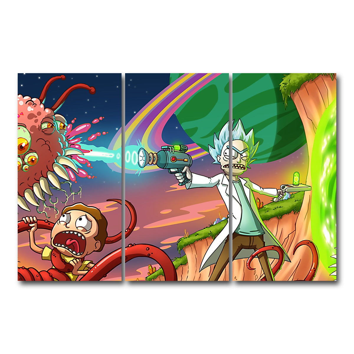 AUTO-MOCKUP WHITE | Rick & Morty | 3 Piece | Gallery Wrap Canvas | group=12x24