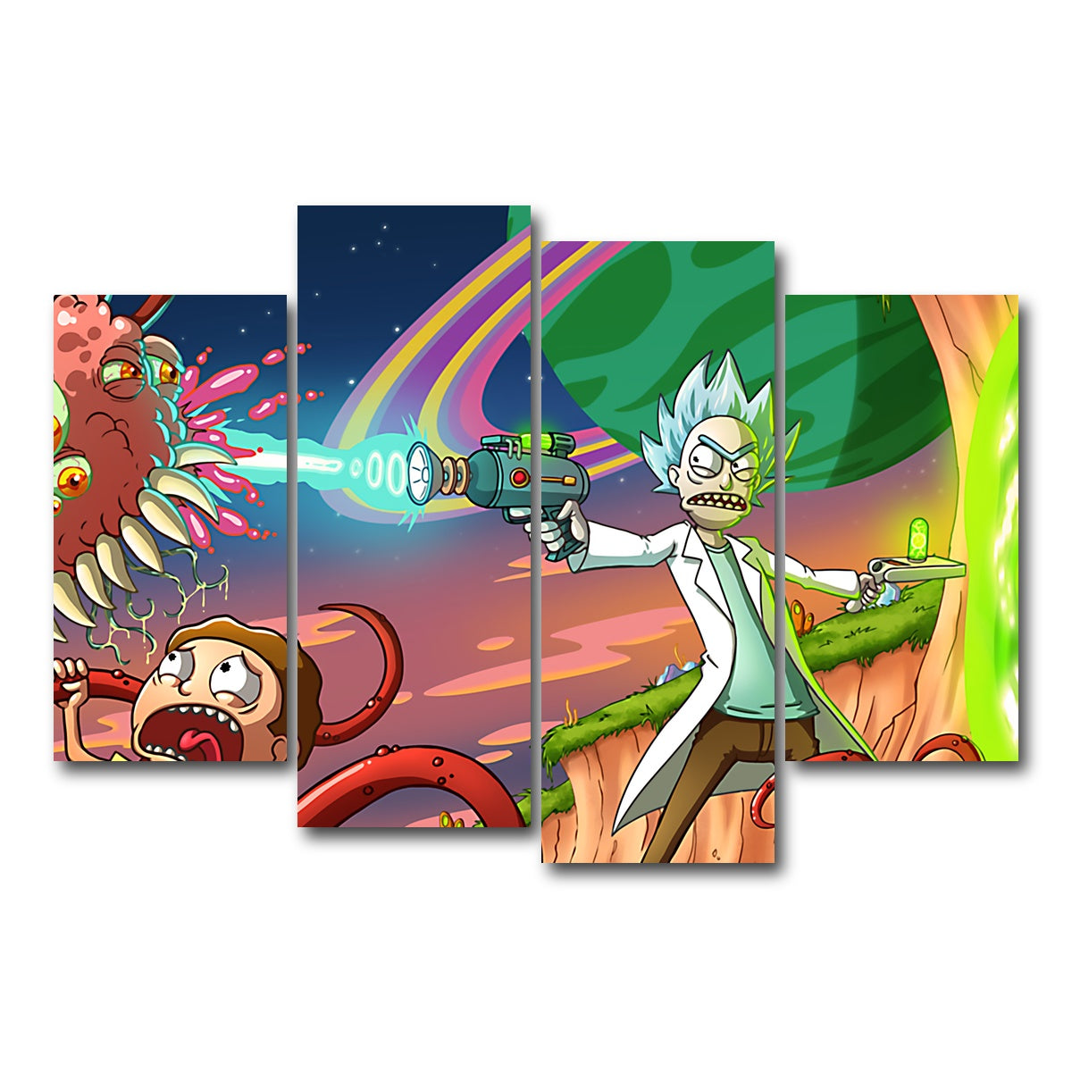 AUTO-MOCKUP WHITE | Rick & Morty | 4 Piece | Gallery Wrap Canvas | group=4_short