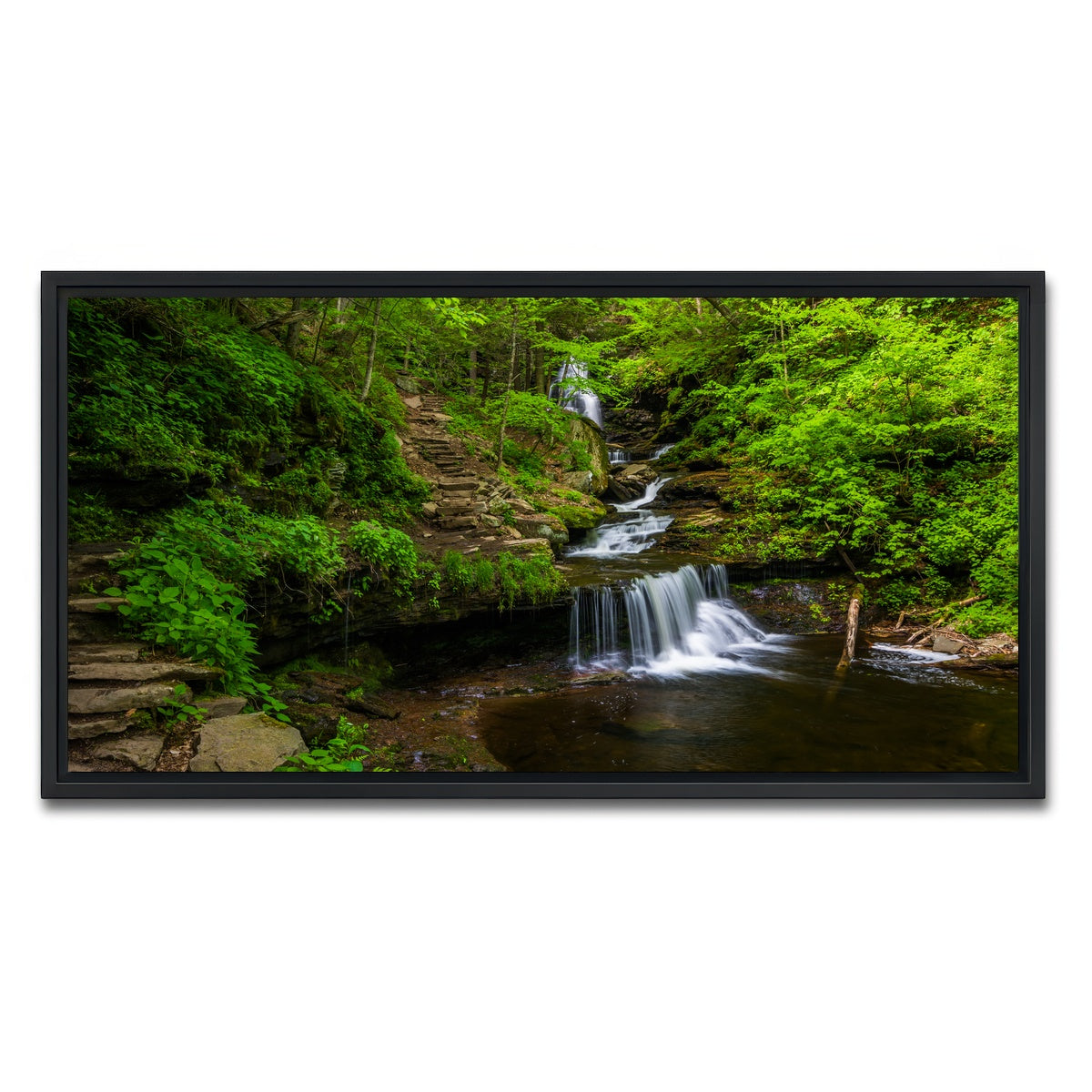 AUTO-MOCKUP WHITE | Ricketts Glen State Park | 1 Piece | Black Framed Canvas | group=2x1