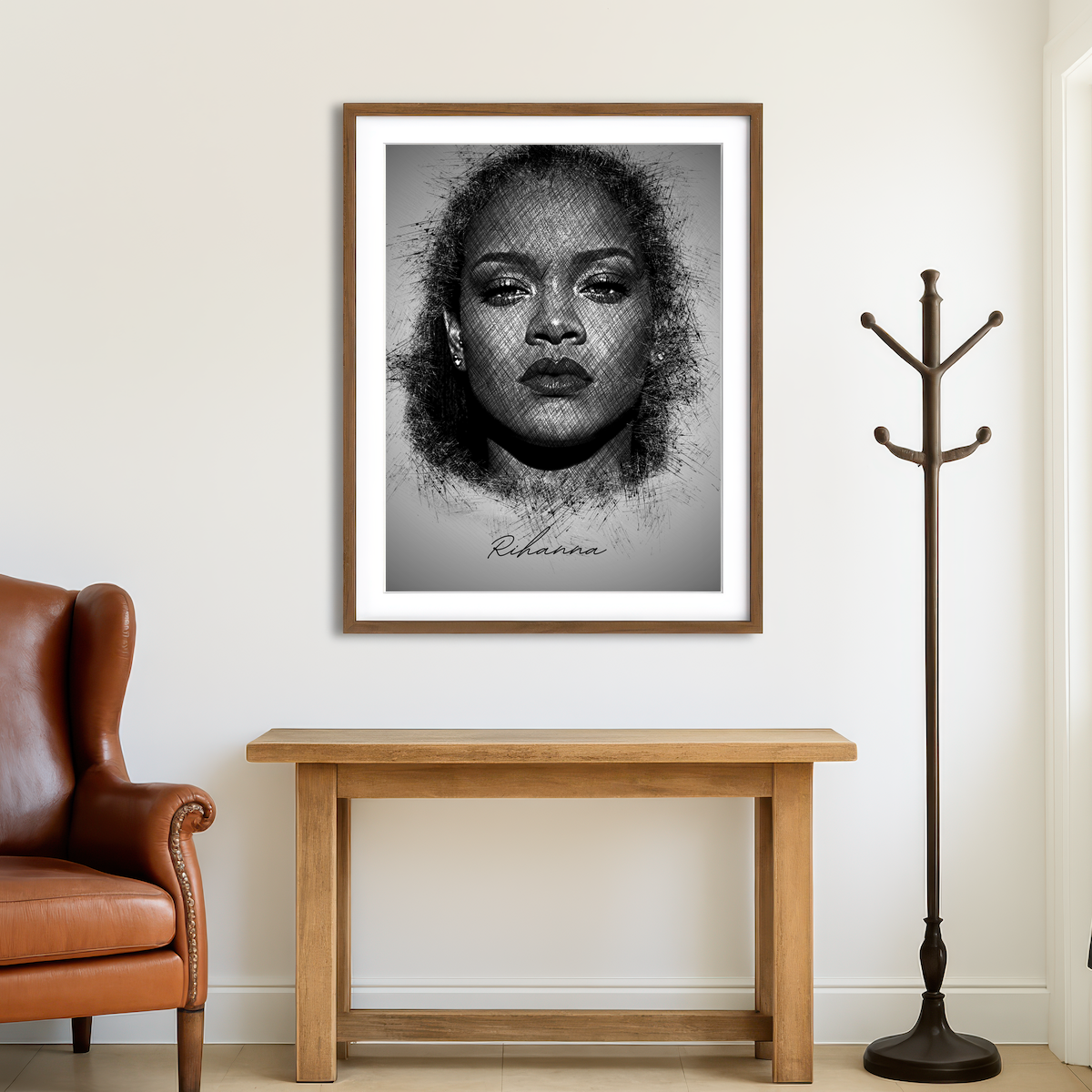 AUTO-MOCKUP ROOM | Rihanna Sketch Wall Art
