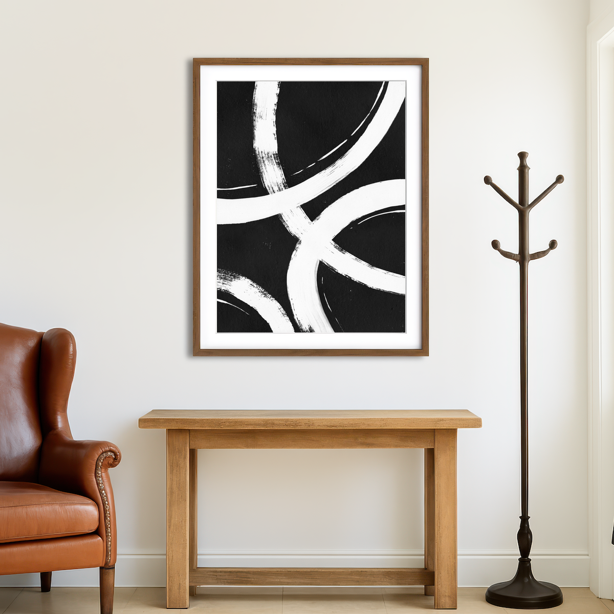 AUTO-MOCKUP ROOM | Rings Black & White Wall Art