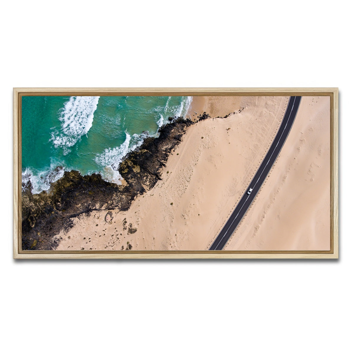 AUTO-MOCKUP WHITE | Road and Sand | 1 Piece | Natural Framed Canvas | group=2x1