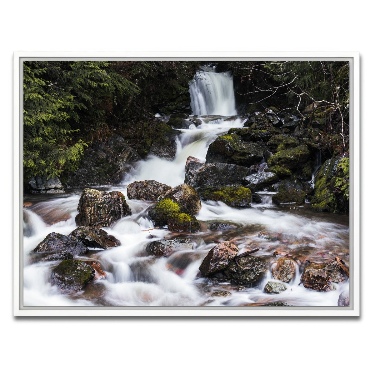 AUTO-MOCKUP WHITE | Roadside Waterfalls | 1 Piece | White Framed Canvas | group=4x3