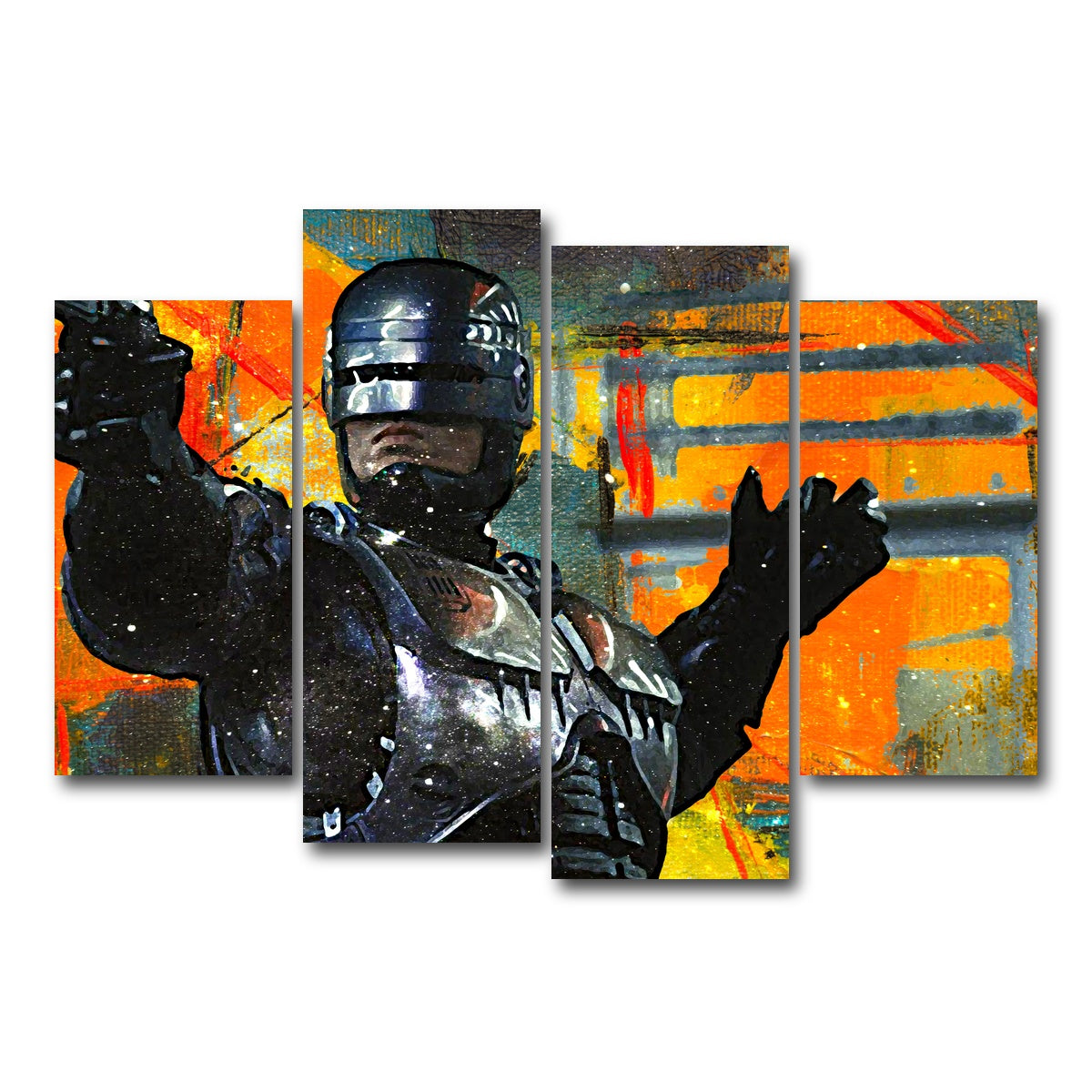 AUTO-MOCKUP WHITE | Robocop | 4 Piece | Gallery Wrap Canvas | group=4_short