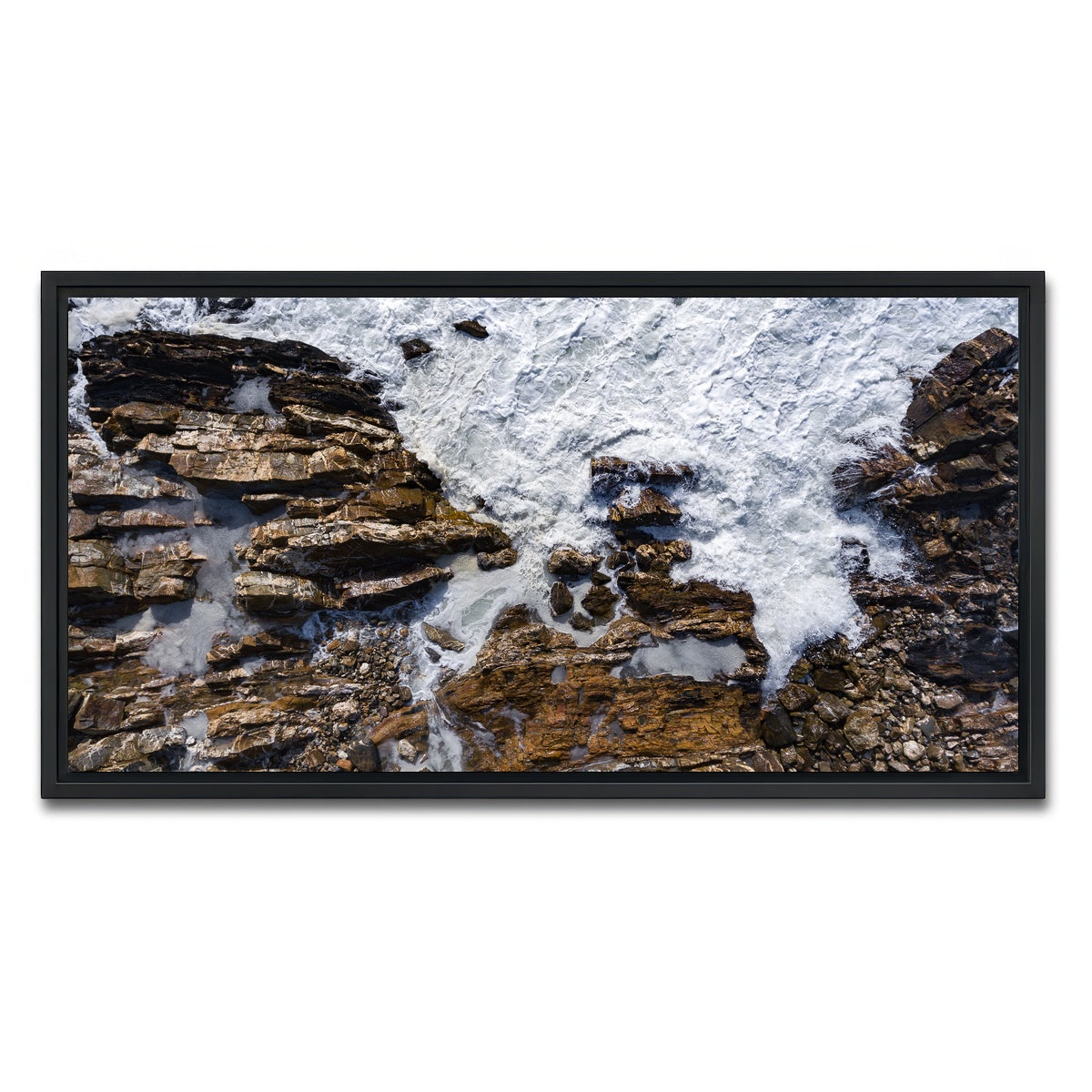 AUTO-MOCKUP WHITE | Rock and Sea | 1 Piece | Black Framed Canvas | group=2x1