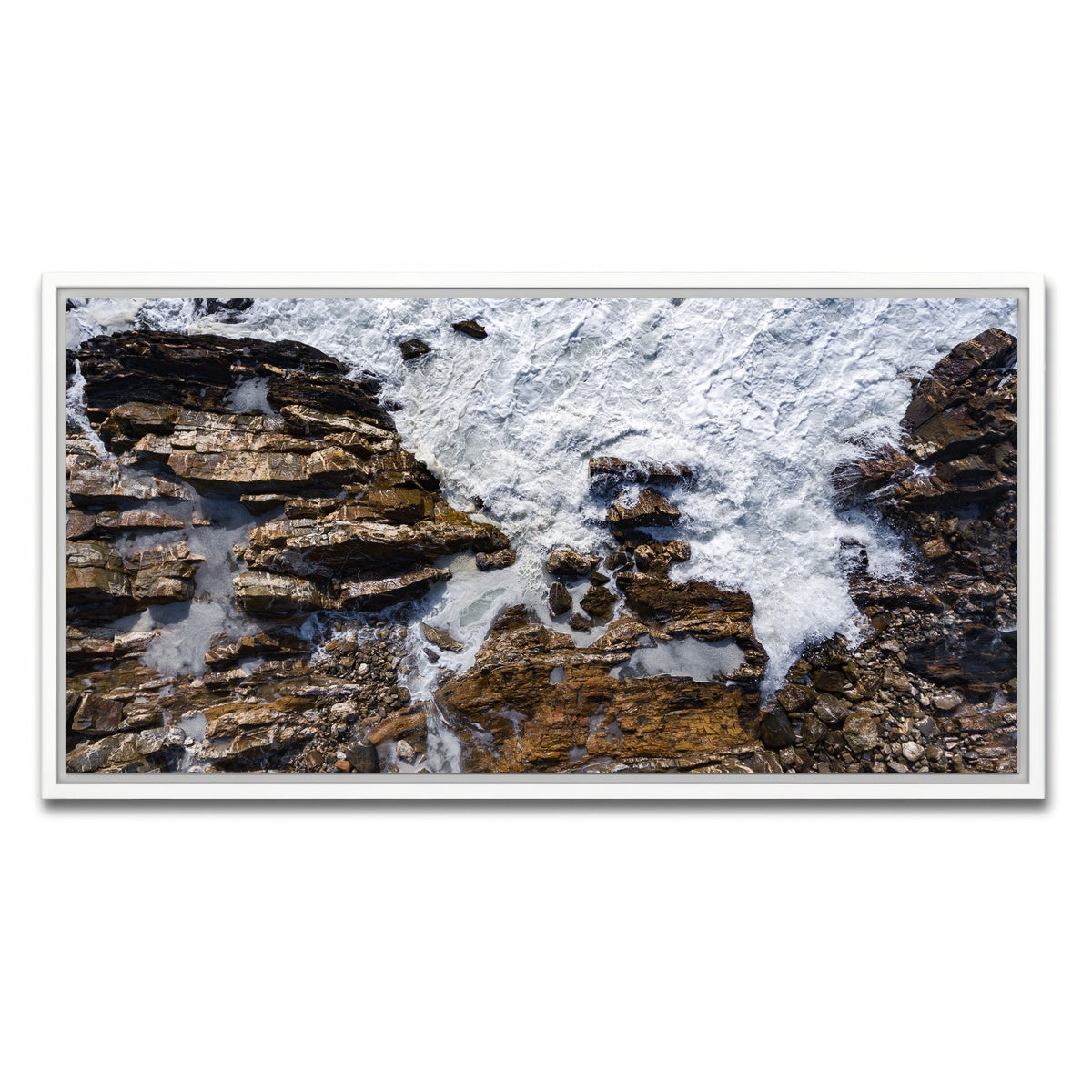 AUTO-MOCKUP WHITE | Rock and Sea | 1 Piece | White Framed Canvas | group=2x1
