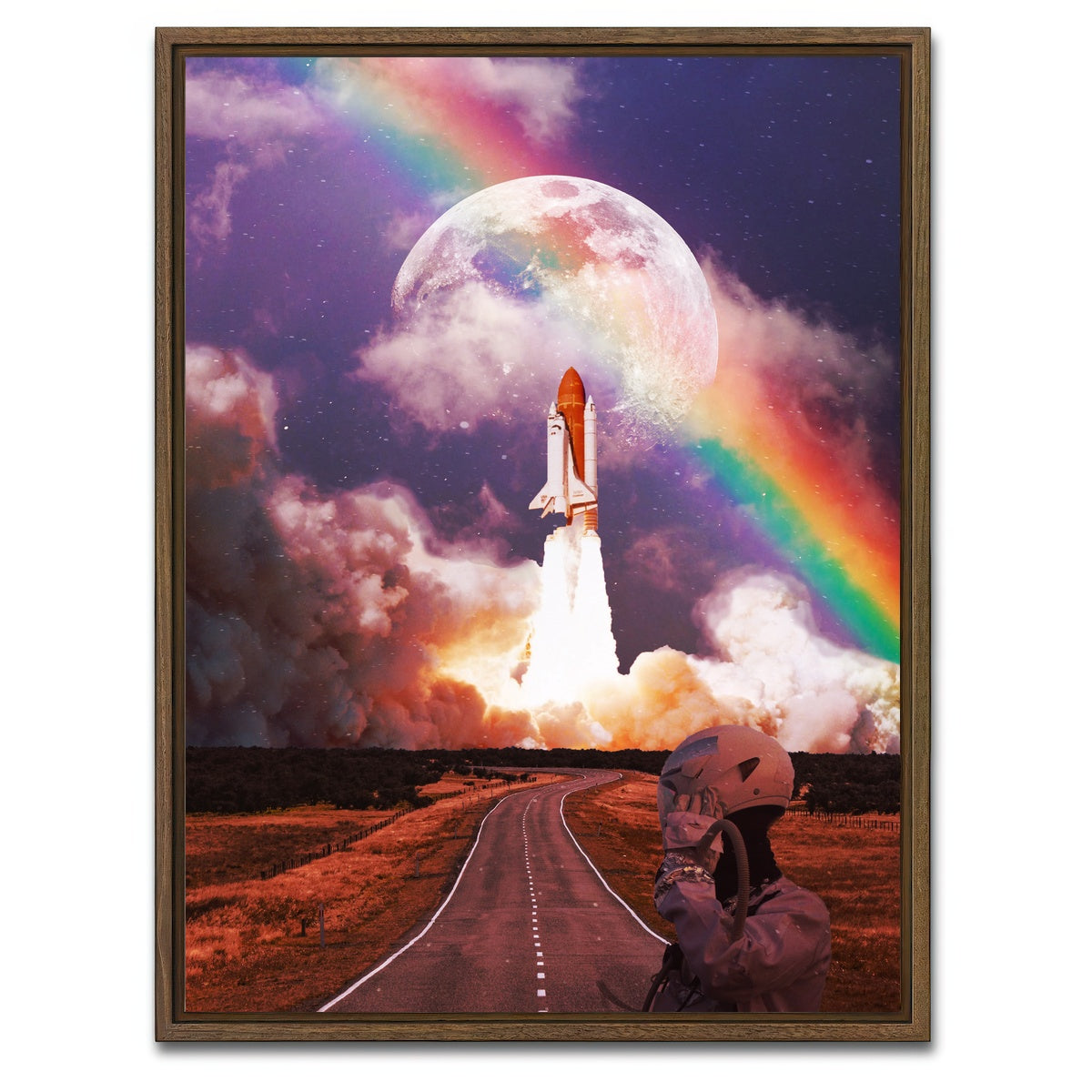 AUTO-MOCKUP WHITE | Rocket Launching | 1 Piece | Walnut Framed Canvas | group=3x4