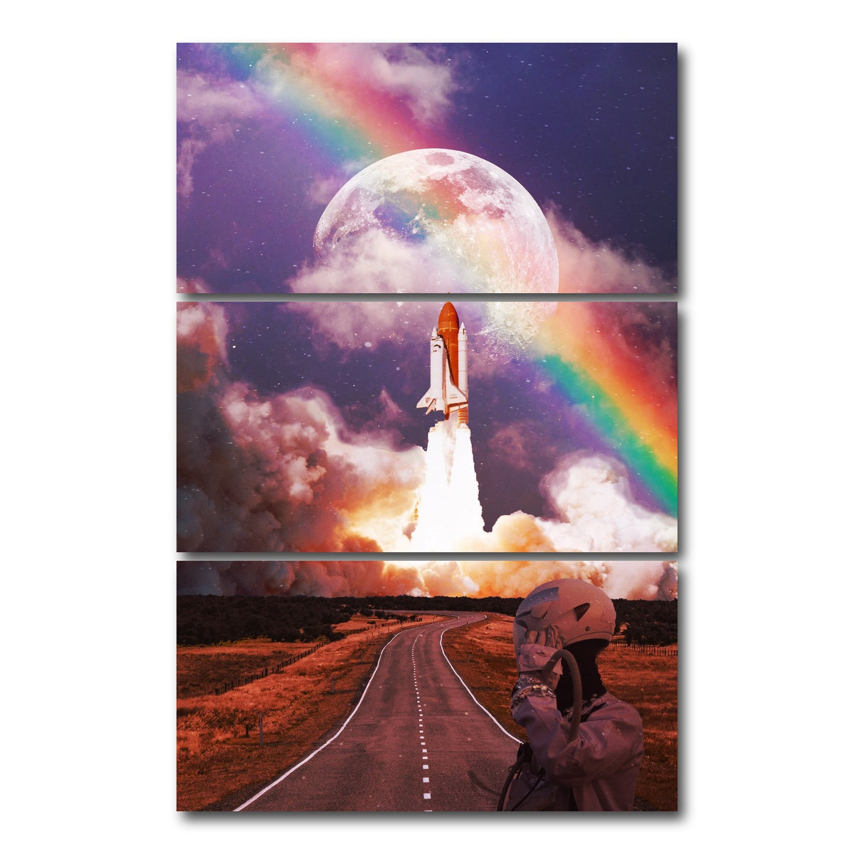AUTO-MOCKUP WHITE | Rocket Launching | 3 Piece | Gallery Wrap Canvas | group=12x24_stacked