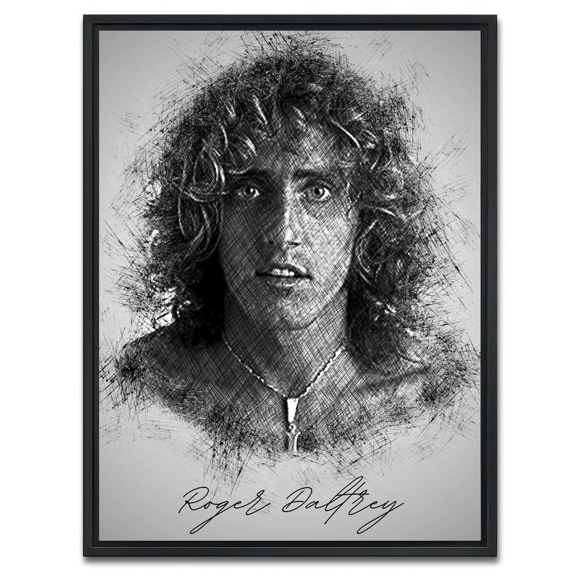 AUTO-MOCKUP WHITE | Roger Daltrey Sketch | 1 Piece | Black Framed Canvas | group=3x4