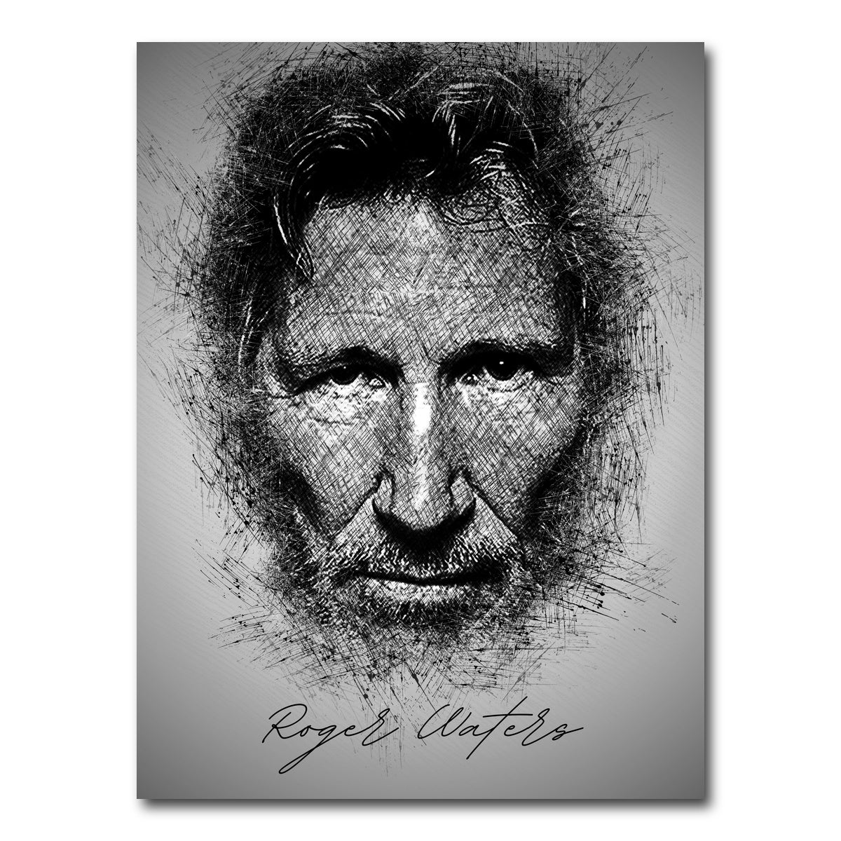 AUTO-MOCKUP WHITE | Roger Waters Sketch | 1 Piece | Gallery Wrap Canvas | group=3x4