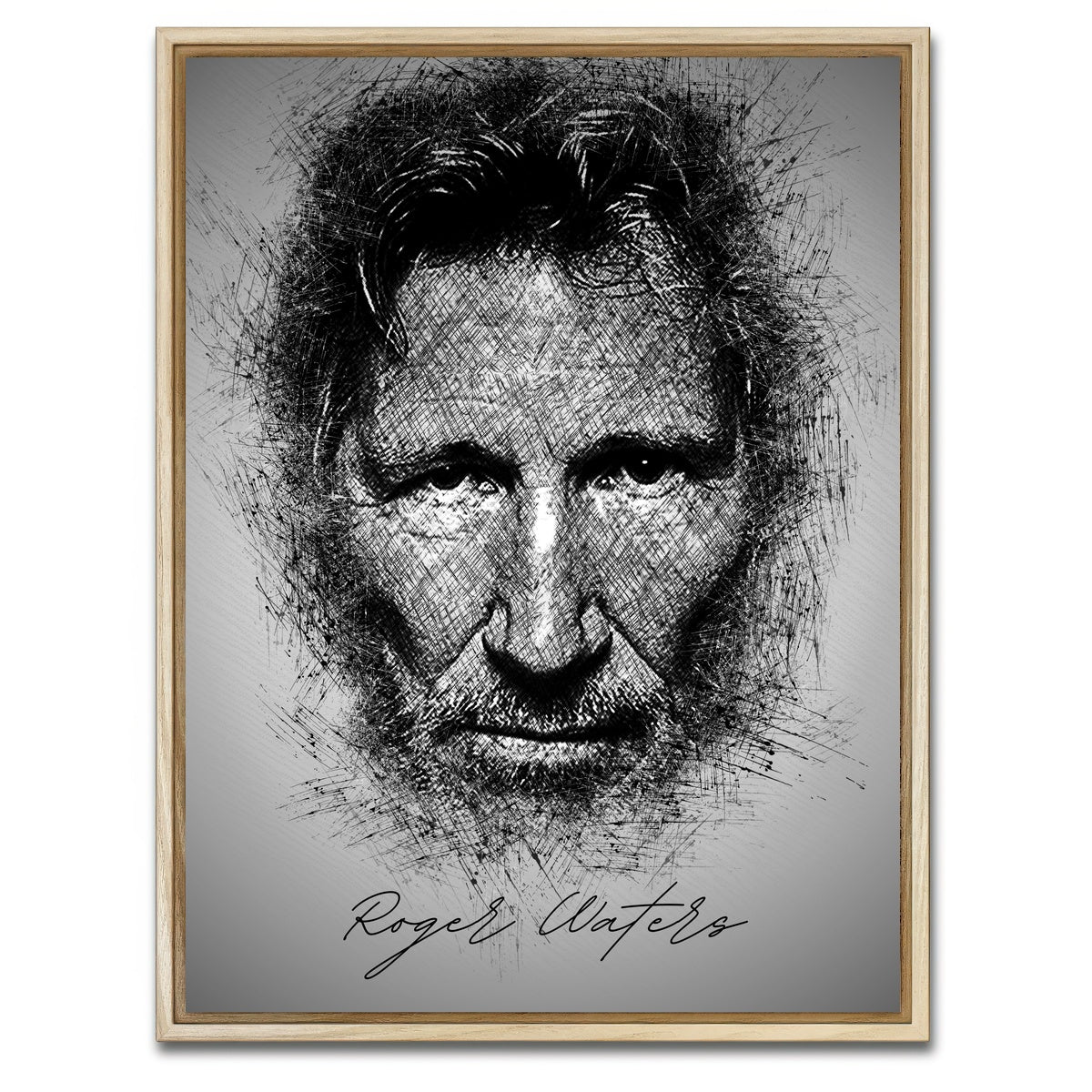AUTO-MOCKUP WHITE | Roger Waters Sketch | 1 Piece | Natural Framed Canvas | group=3x4