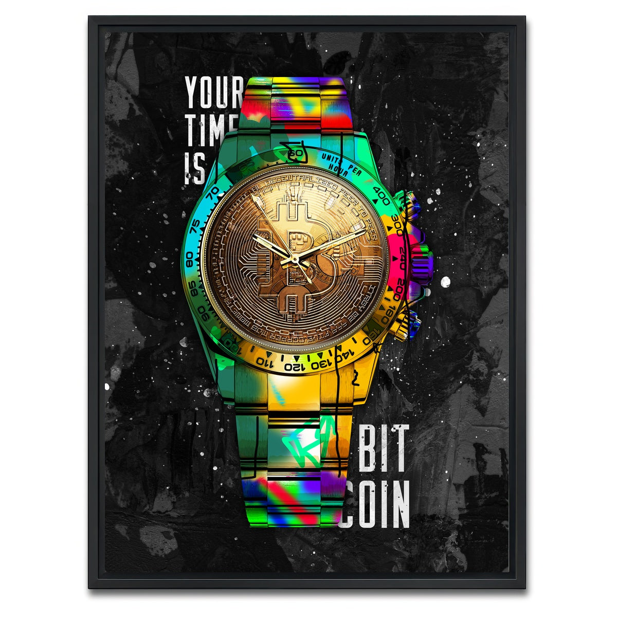AUTO-MOCKUP WHITE | Rolex bitcoin | 1 Piece | Black Framed Canvas | group=3x4