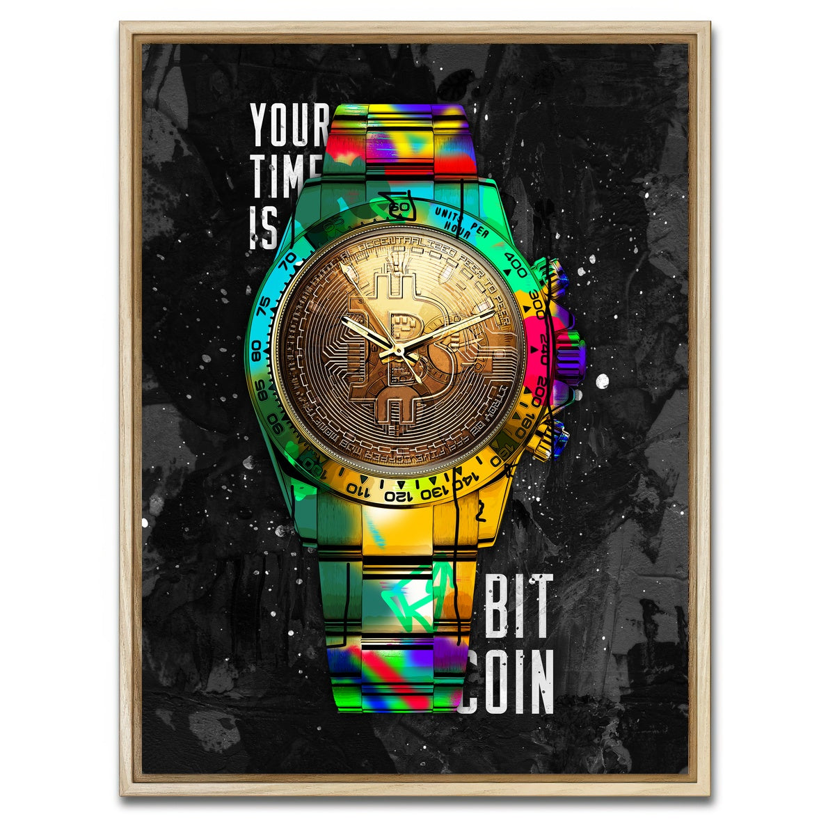 AUTO-MOCKUP WHITE | Rolex bitcoin | 1 Piece | Natural Framed Canvas | group=3x4