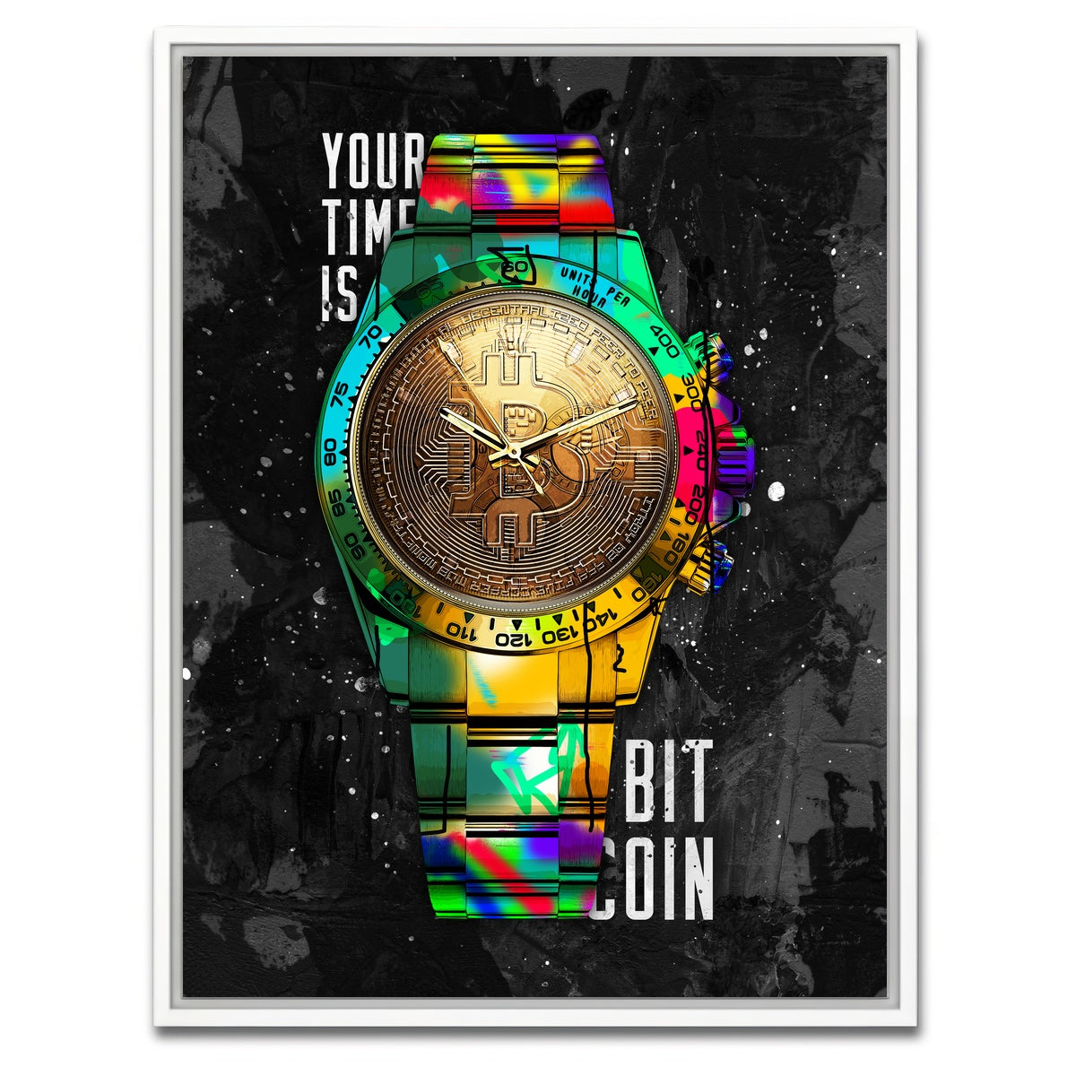 AUTO-MOCKUP WHITE | Rolex bitcoin | 1 Piece | White Framed Canvas | group=3x4