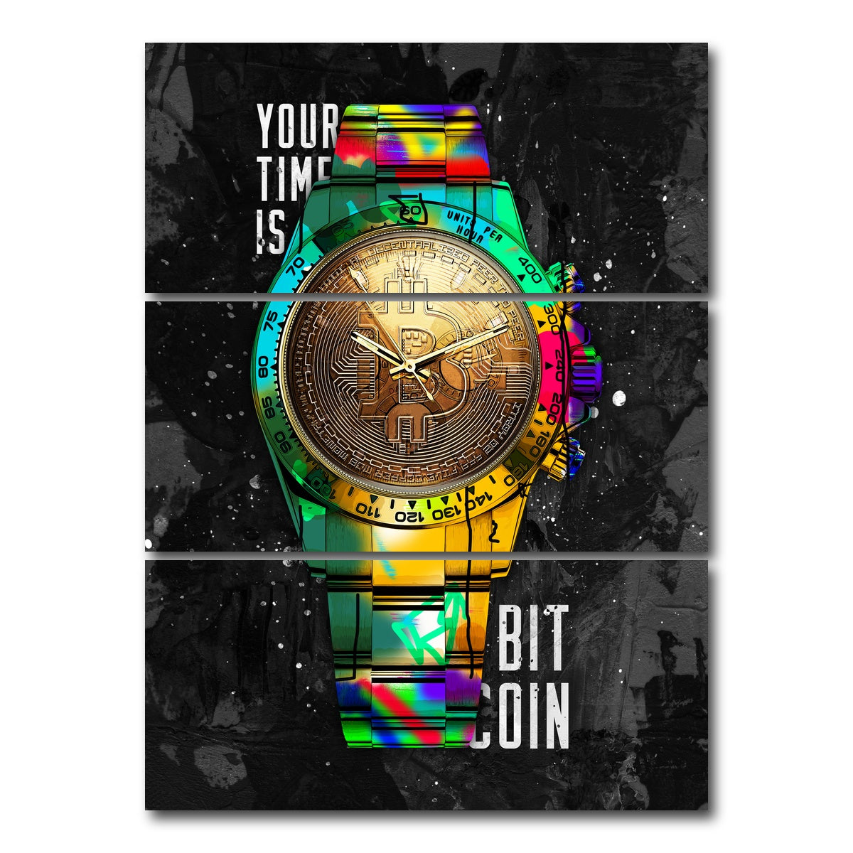 AUTO-MOCKUP WHITE | Rolex bitcoin | 3 Piece | Gallery Wrap Canvas | group=8x18_stacked